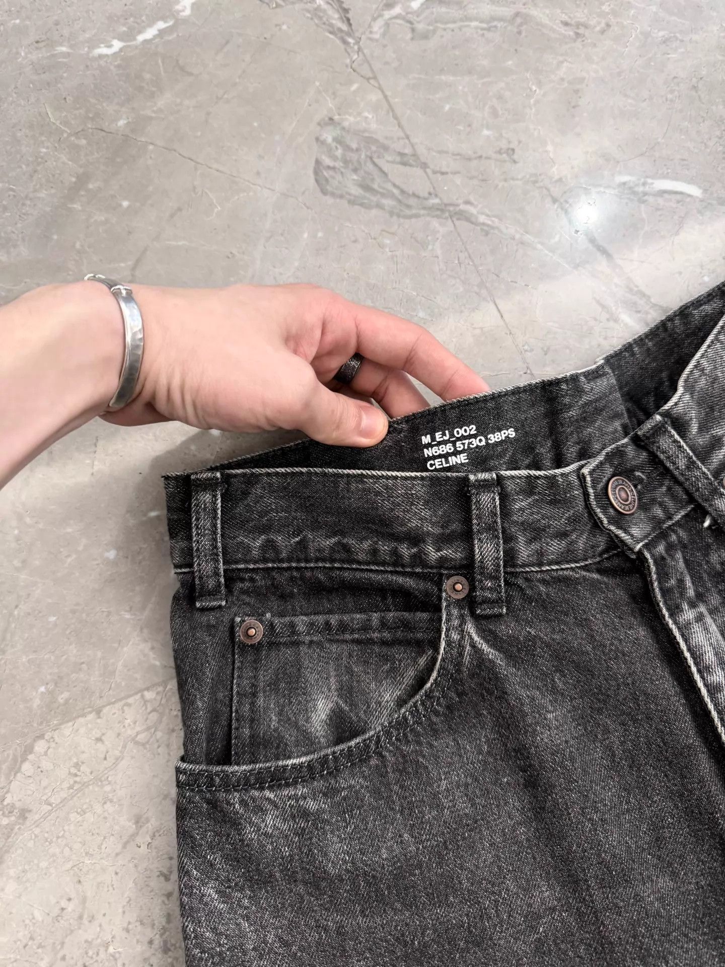 Celine Celine 22SS Hedi Slimane Rare Smoke Gray Wide Leg 27 Size 27" / US 4 / IT 40 - 3 Thumbnail