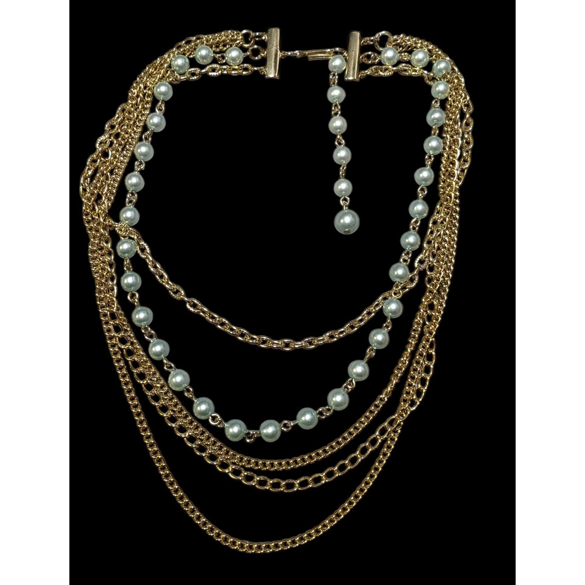 Other Vintage Pastel Blue And Gold Multilayer Necklace Size ONE SIZE - 6 Thumbnail