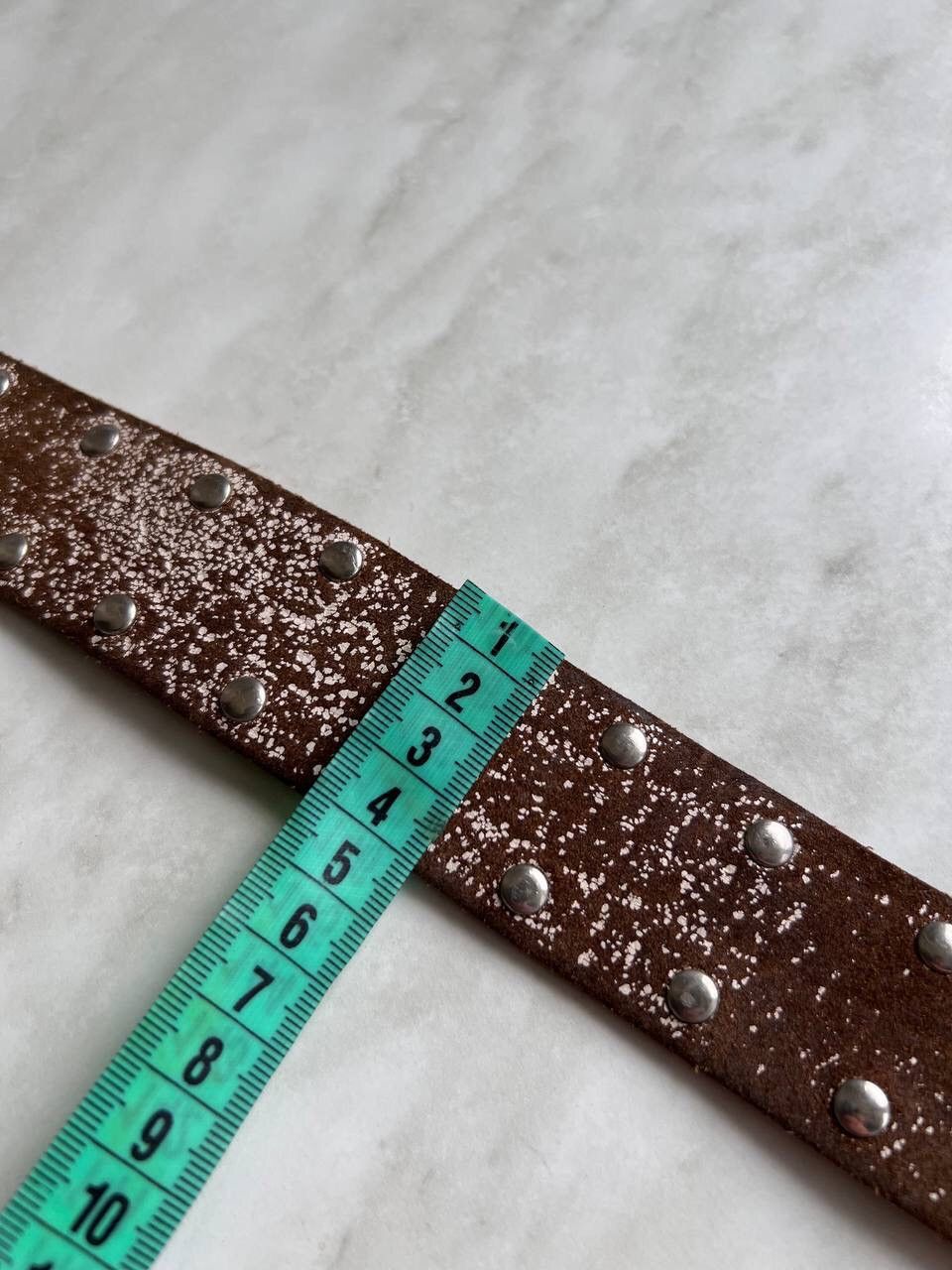Japanese Brand × Vintage Rare Brown Japan Style leather y2k studded silver belt 90s Size ONE SIZE - 12 Thumbnail