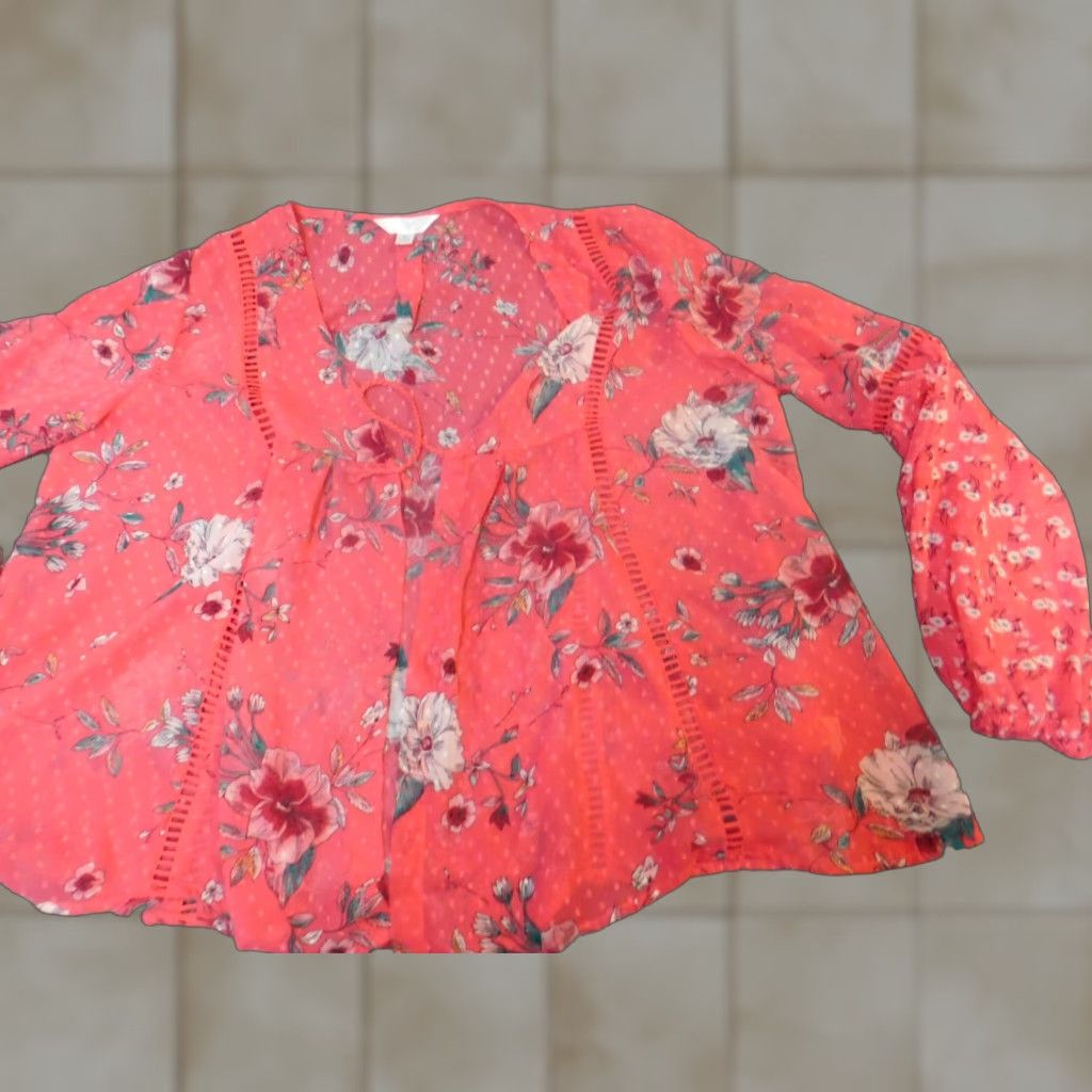 Vintage Time And Tru Blouse Womens M Pink Floral Short Sleeve Open Chest Round Neck Pullover Casual Polyester Rayon Pleated Modern Spring 90s? Size M / US 6-8 / IT 42-44 - 1 Thumbnail