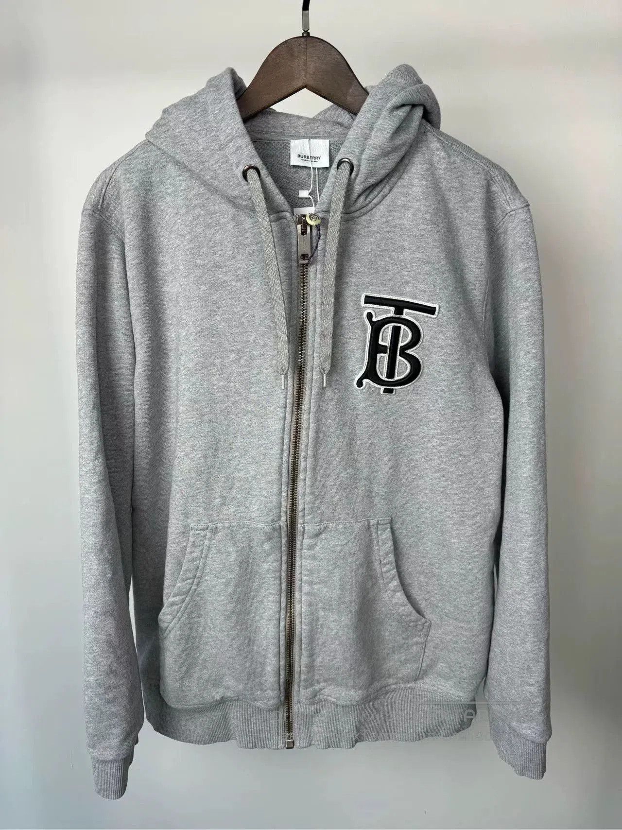 Burberry Burberry Gray Embroidered TB Hooded Coat. Size US L / EU 52-54 / 3 - 1 Thumbnail