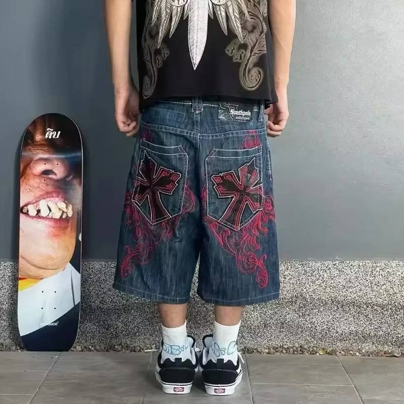 Vintage retro embroidered denim shorts Size US 36 / EU 52 - 1 Thumbnail