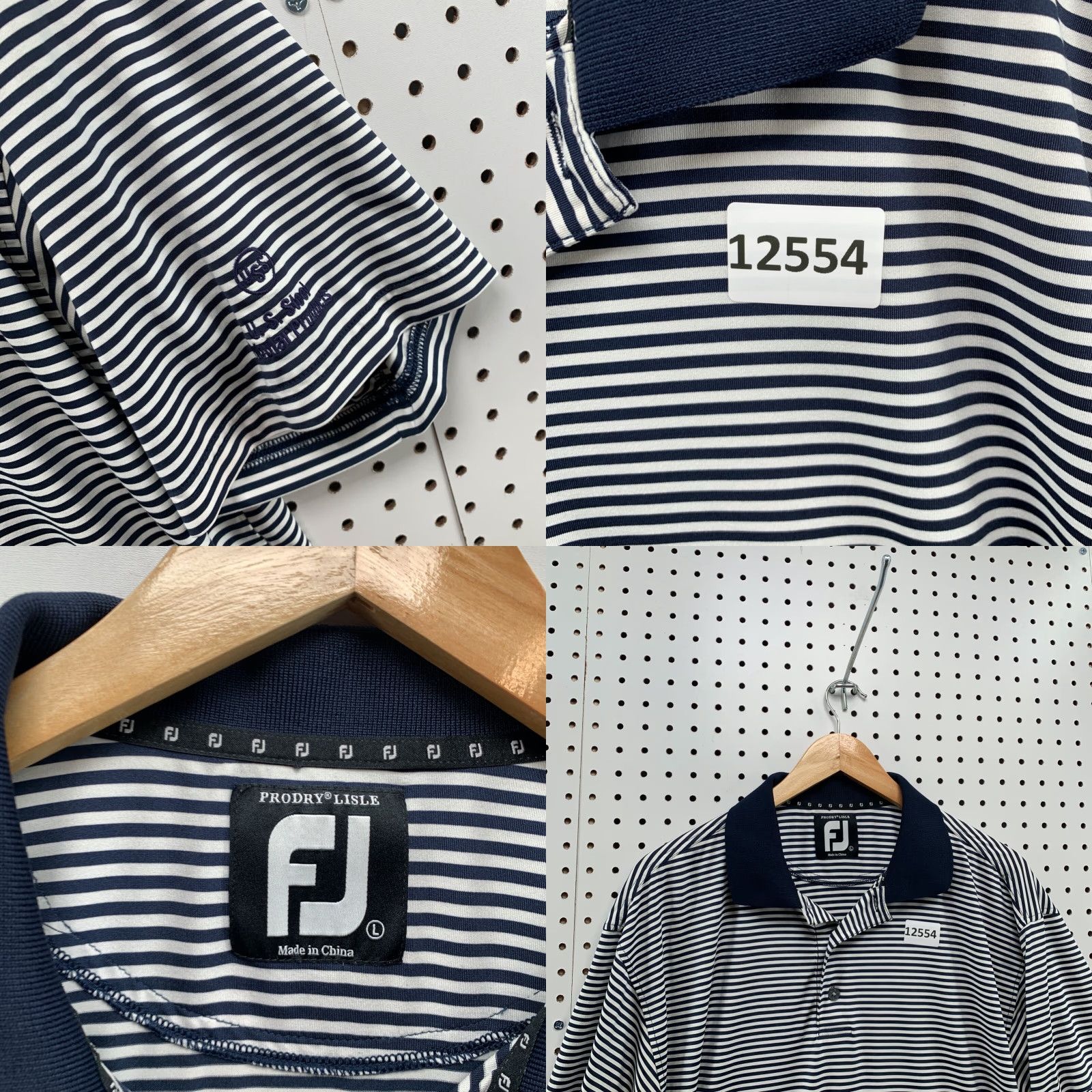 Footjoy FootJoy Mens PRODRY Lisle Short Sleeve Polo Blue White Striped Size Large FJ Size US L / EU 52-54 / 3 - 8 Thumbnail