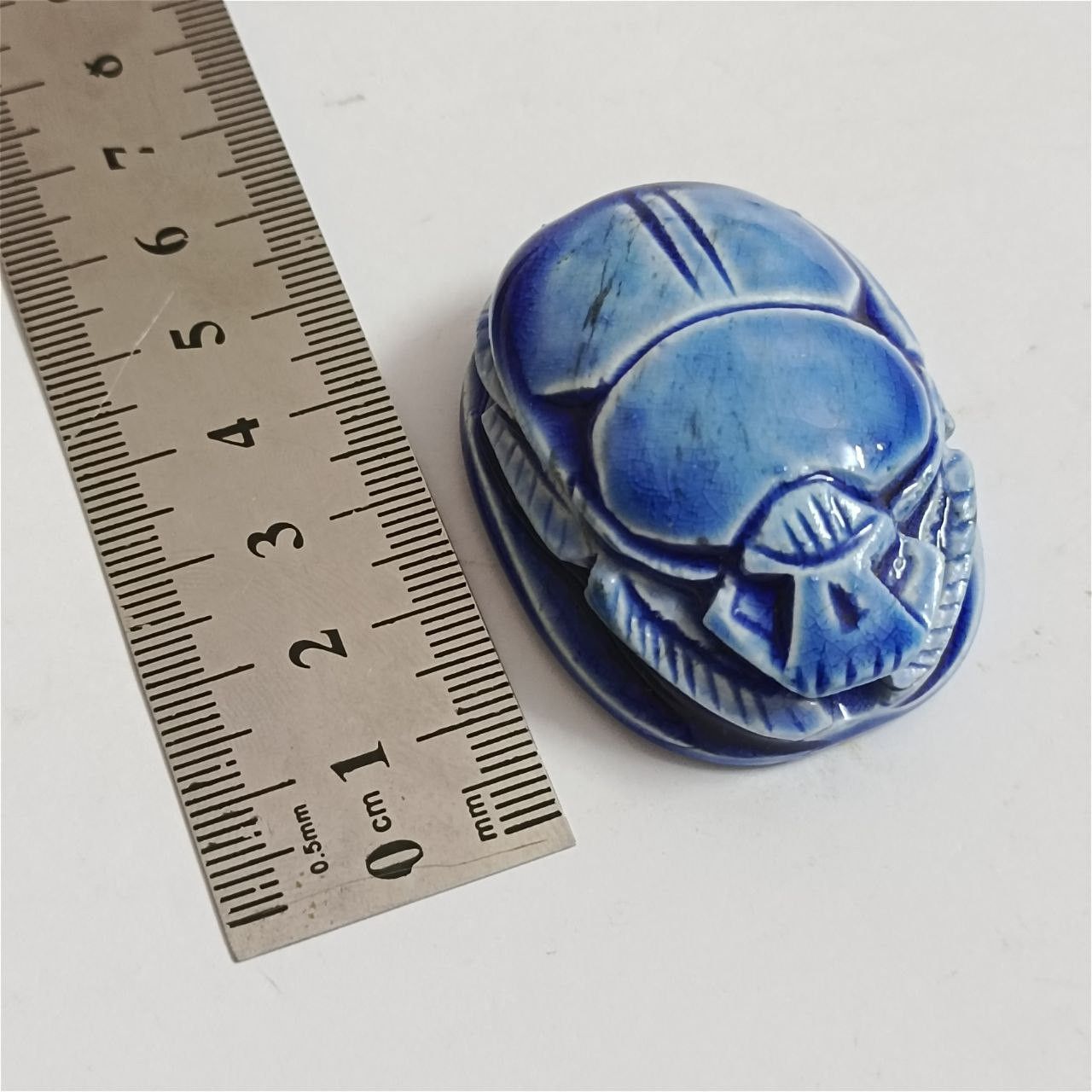 Handmade Handcrafted Egyptian blue scarab – pharaonic artwork Size ONE SIZE - 5 Thumbnail