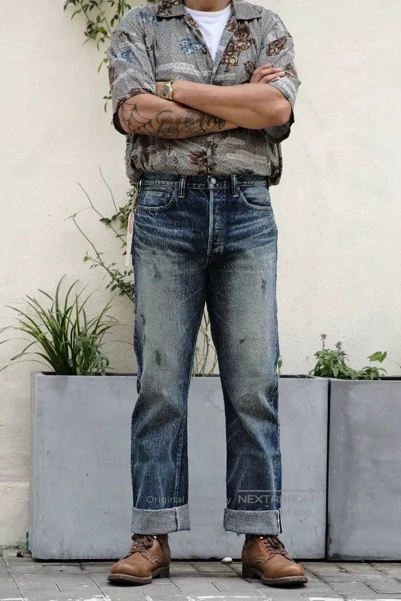 Full Count & Co. Fullcount Vintage Wash Denim Jeans. Size US 32 / EU 48 - 2 Thumbnail