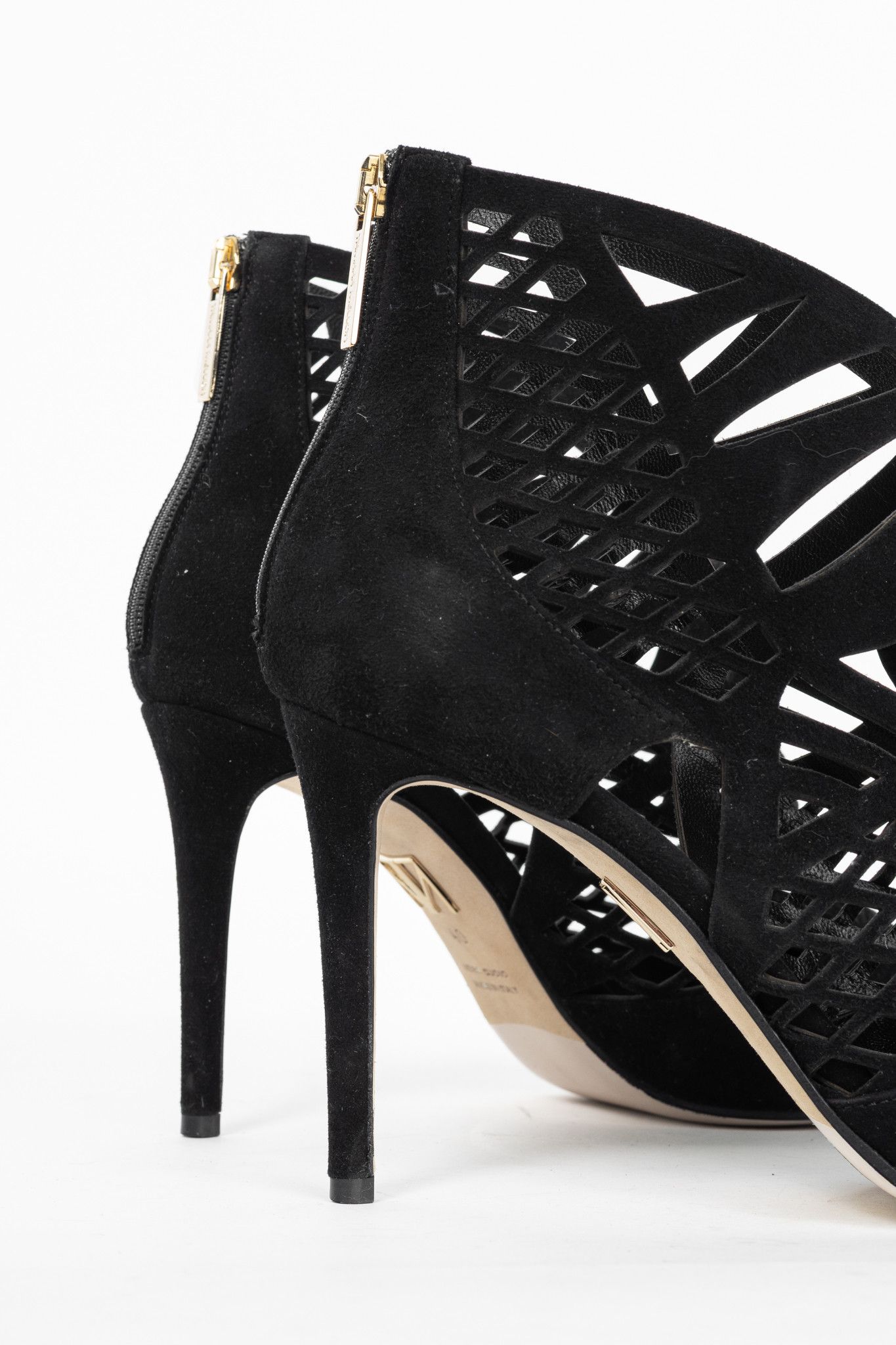 Tamara Mellon Tamara Mellon Femme Black Laser-Cut Suede Booties Size US 9.5 / IT 39.5 - 8 Thumbnail