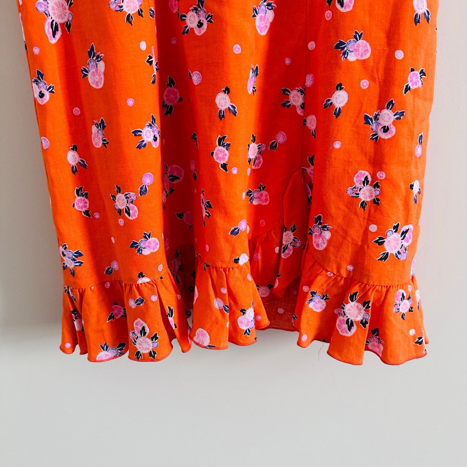 Free People Free People Like A Lady Orange Citrus Printed Mini Dress Size S / US 4 / IT 40 - 4 Thumbnail