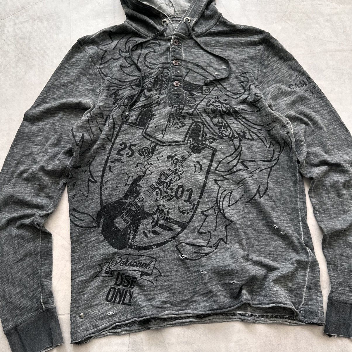 Hysteric Glamour Y2K Tribal Distressed Long Sleeve Hoodie Number Nine Style Size US L / EU 52-54 / 3 - 3 Thumbnail
