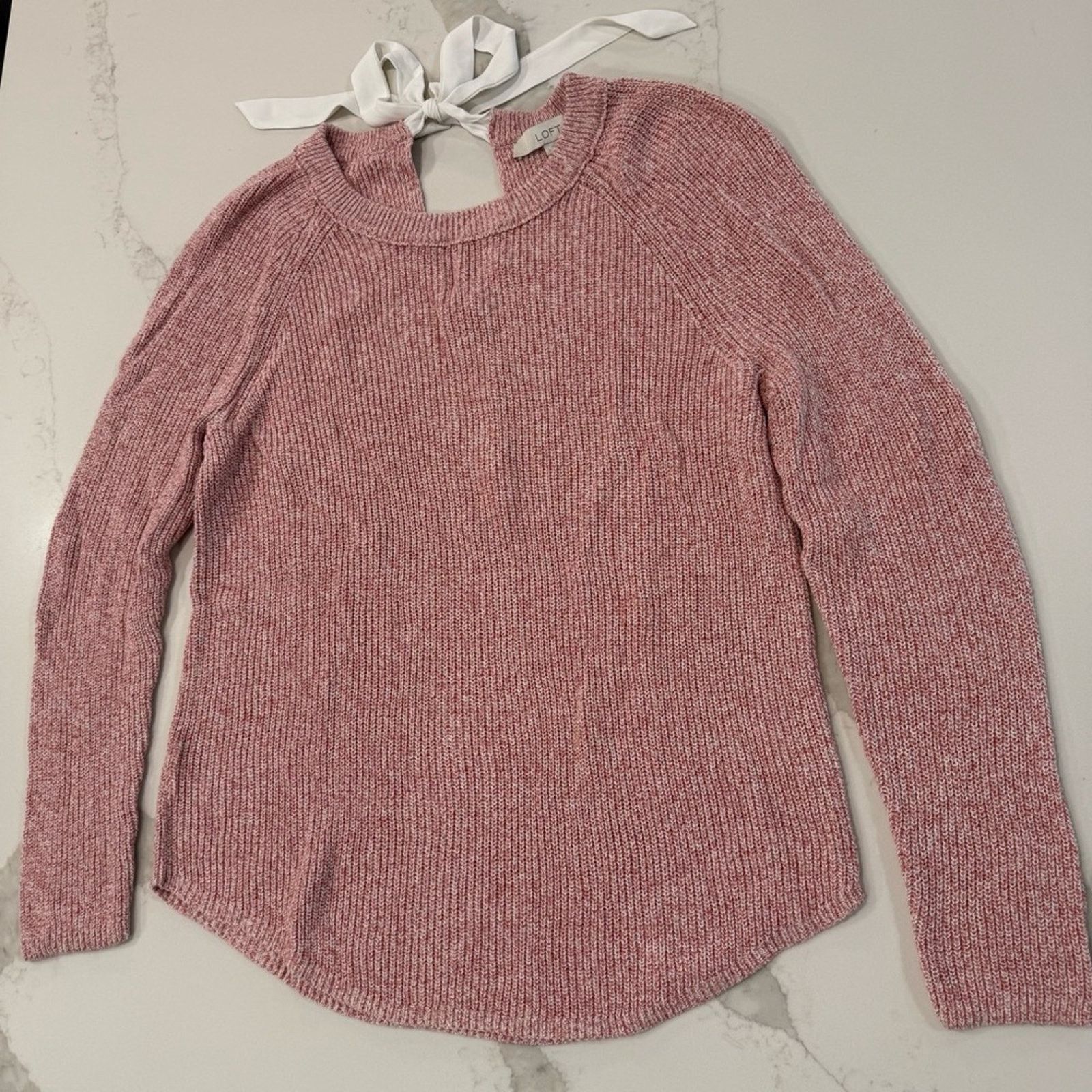 Loft Loft Knit Sweater Keyhole Tie-Back Bow Detail Womens Large Size L / US 10 / IT 46 - 2 Thumbnail