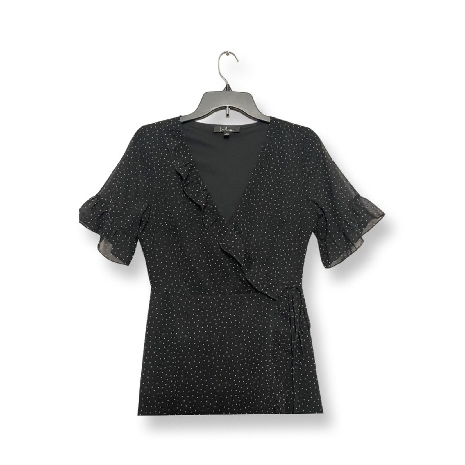 Other Lulus Mini Dress Polka Dot Print Ruffle Black/White W S NWOT Size S / US 4 / IT 40 - 4 Thumbnail