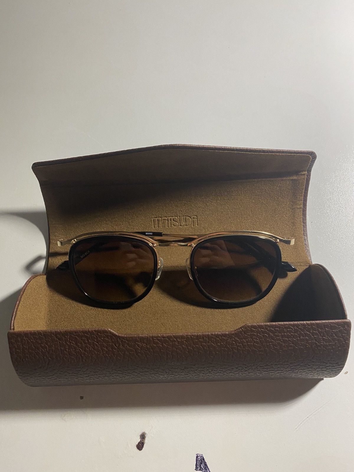 image of M3092 Square Matsuda Sunglasses Brushed Gold/black, Men's