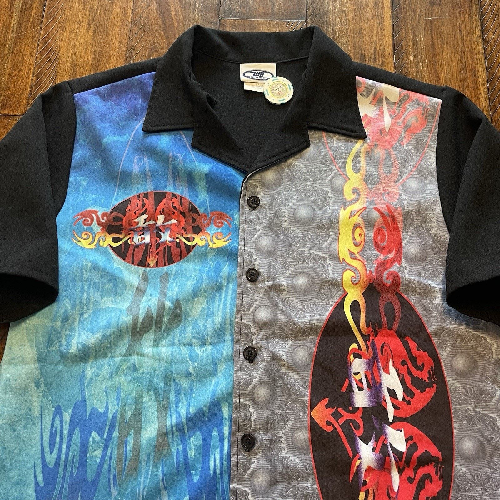 Vintage Vtg WD Sportswear Shirt L Liquid Chinese Print Skater 90s* Size US L / EU 52-54 / 3 - 2 Thumbnail