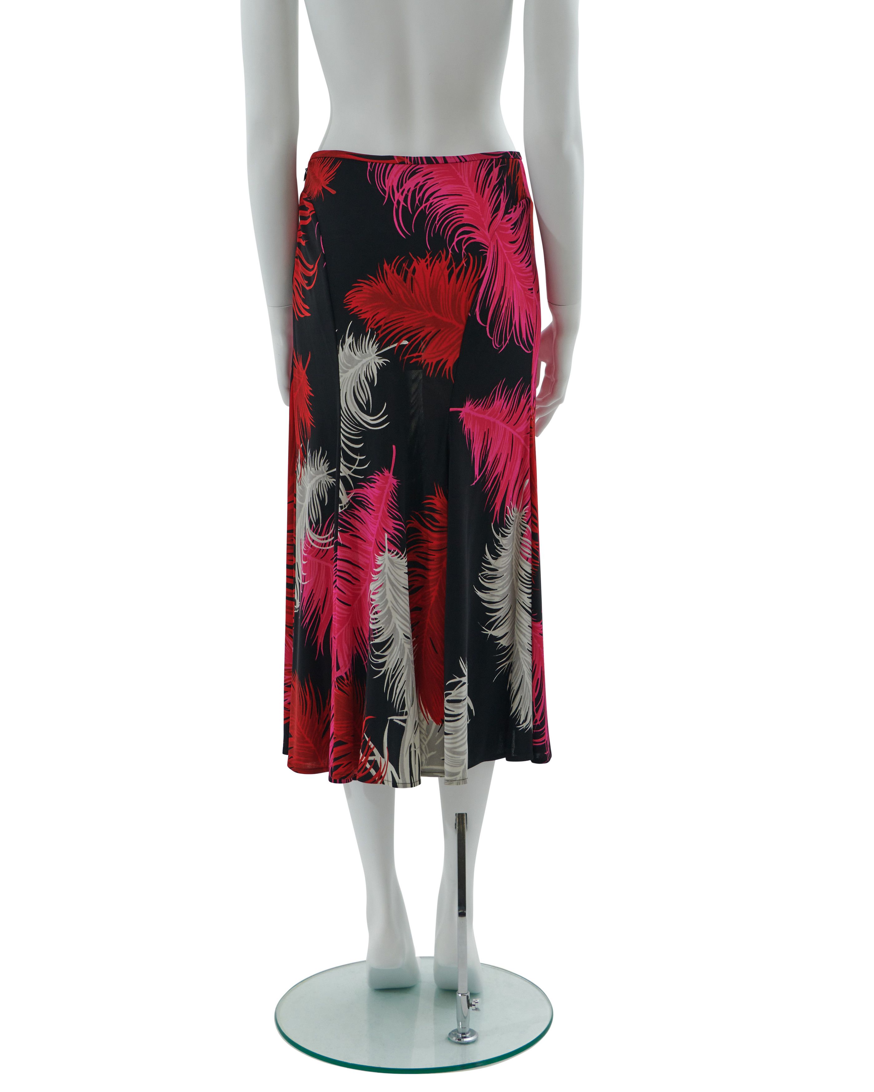Versace Couture F/W 2001 Feather print jersey draped skirt Size 28" / US 6 / IT 42 - 4 Thumbnail