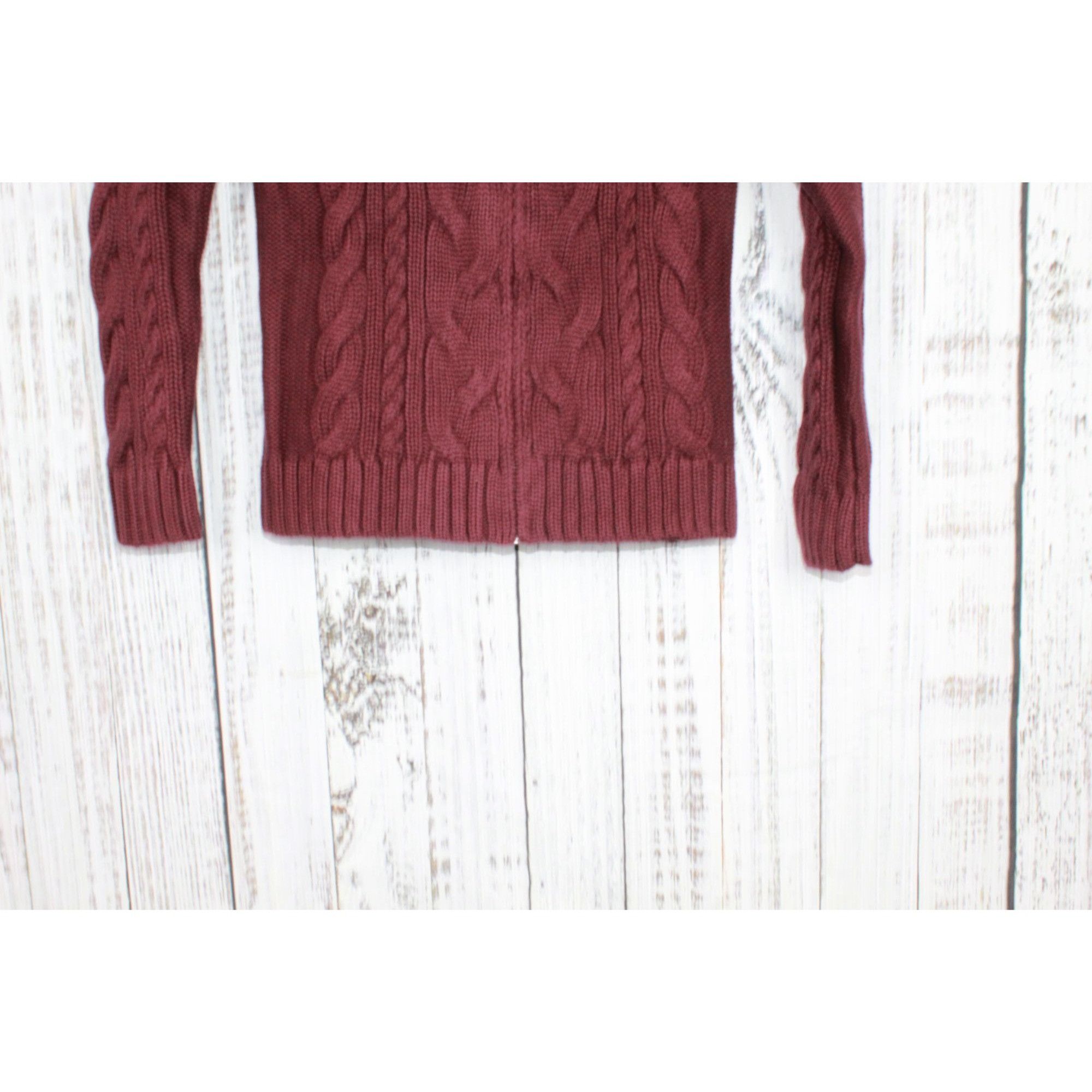 L.L. Bean LL Bean Womens Maroon Cable Zip Cardigan Sweater Small Size S / US 4 / IT 40 - 9 Thumbnail