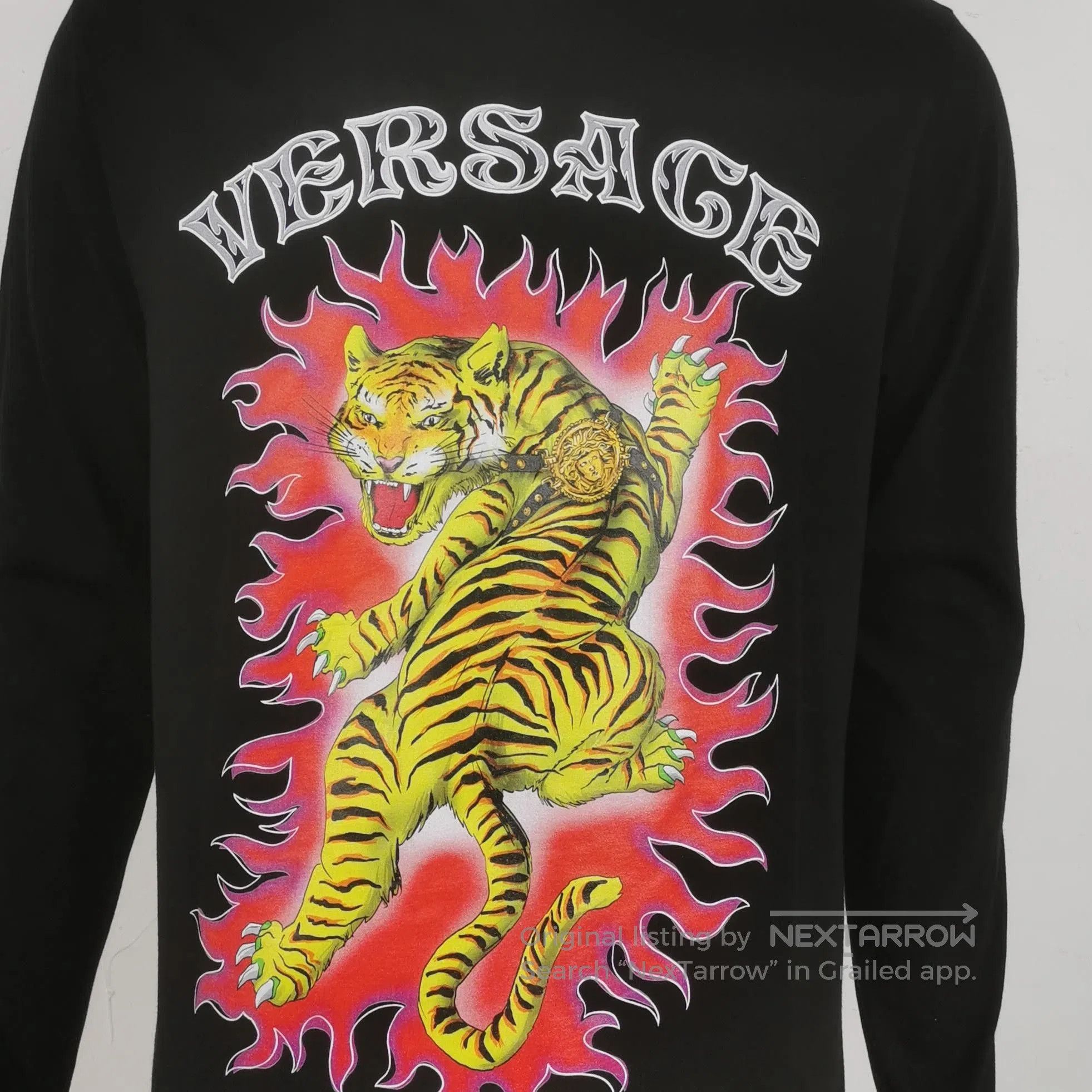 Versace Versace Black Tiger Graphic Cotton Long-Sleeve T-Shirt. Size US M / EU 48-50 / 2 - 1 Thumbnail