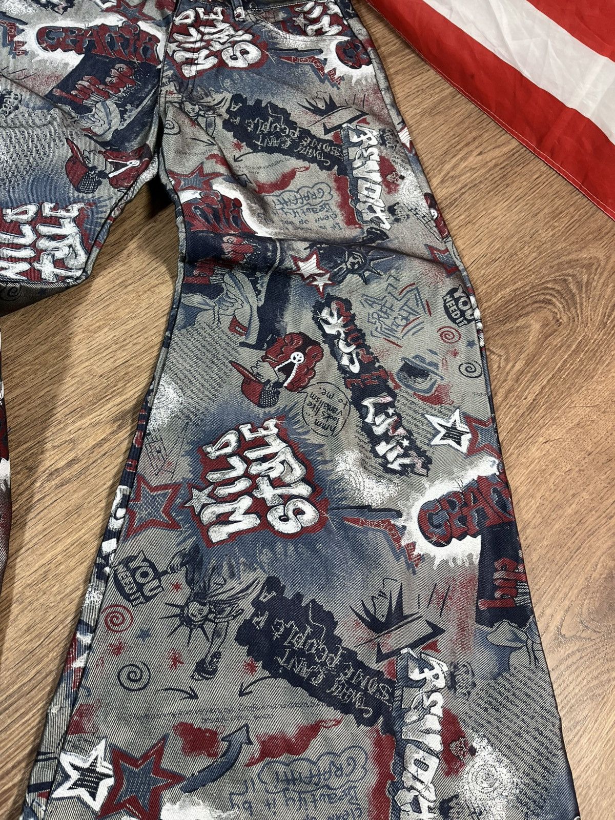 Rap Tees Y2K Wide Leg Graffiti Baggy Skate Vintage Hip Hop Rap Pants Size US 34 / EU 50 - 6 Thumbnail