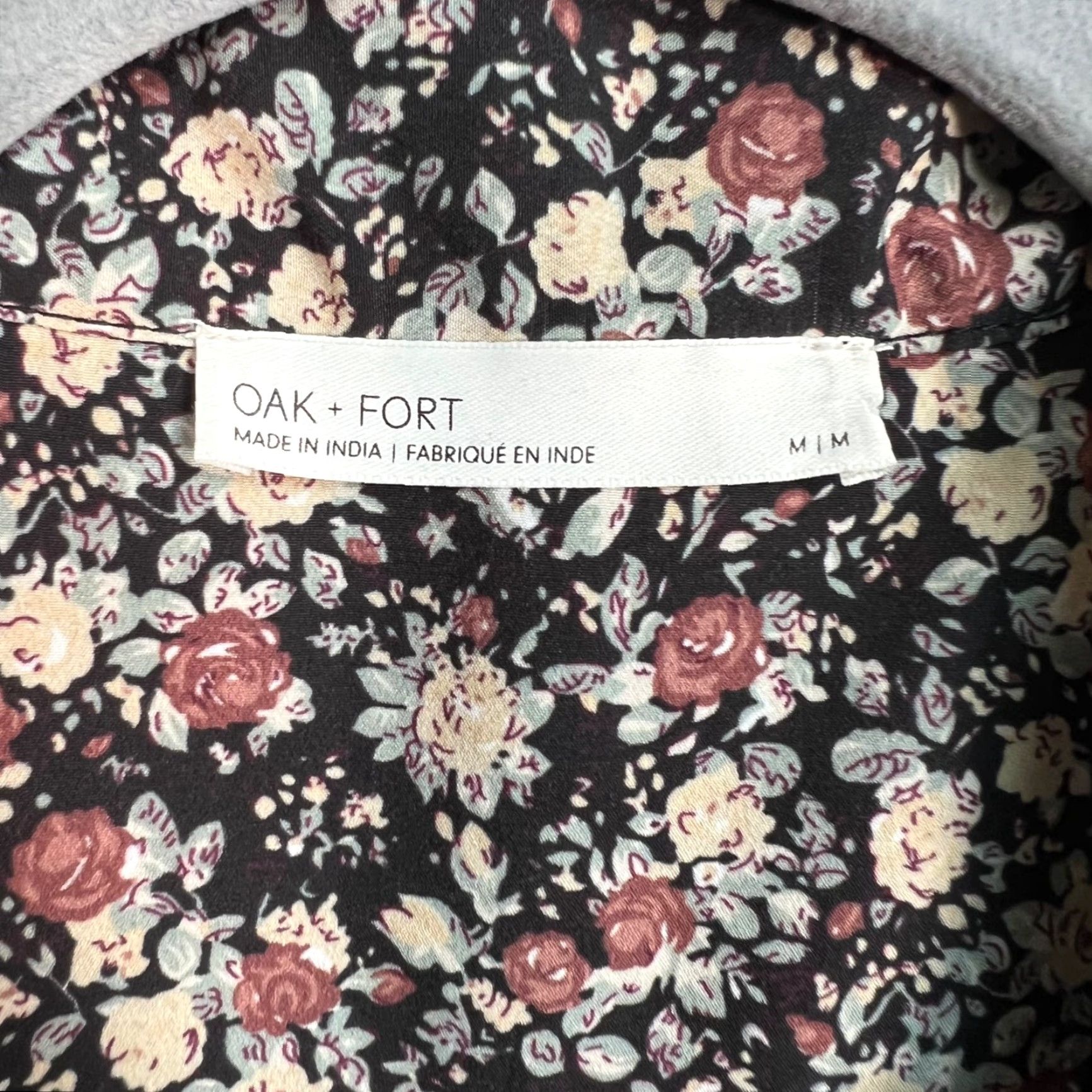 Oak + Fort Oak + Fort Womens Medium Floral Long Sleeve Dress Black Polyester Size M / US 6-8 / IT 42-44 - 3 Thumbnail