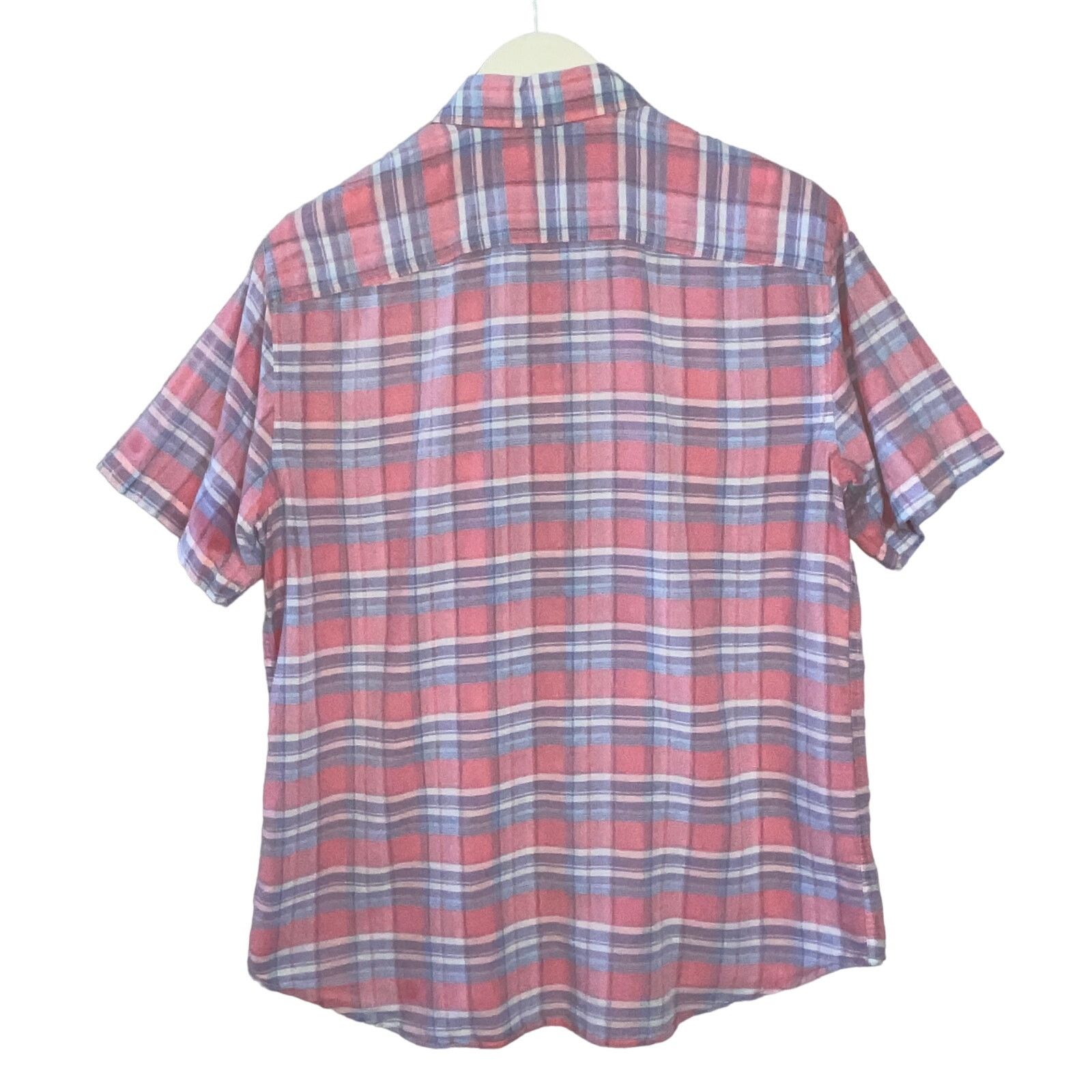 Faherty Faherty Plaid Short Sleeve Cotton Linen Blend Shirt Size Med Size US M / EU 48-50 / 2 - 2 Thumbnail