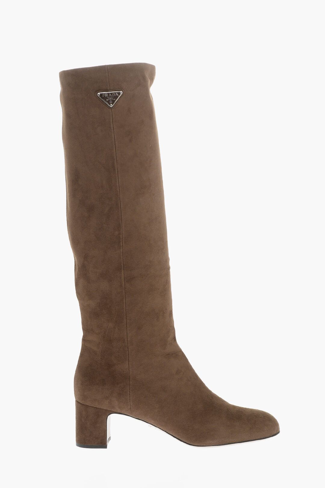 og1mm0824 Suede Knee-Length Boots With Covered Heel in Brown