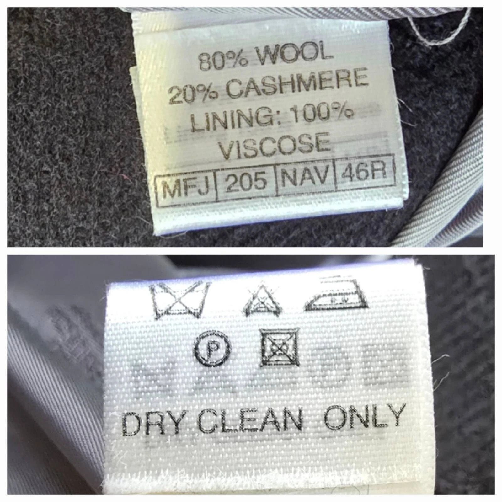 Savile Row SAVILE ROW Cashmere & Wool Pea Coat Dark Charcoal Size 46R Size US L / EU 52-54 / 3 - 9 Thumbnail