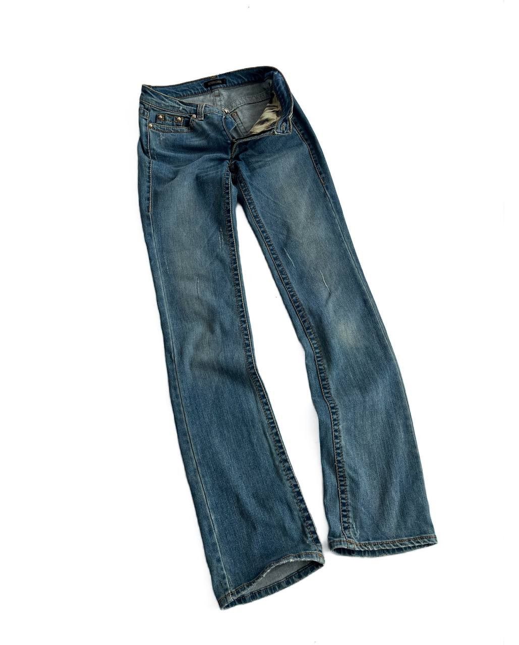 Roberto Cavalli SS05 Roberto Cavalli Mudwash Long Skinny Flared Jeans Size 29" - 2 Thumbnail