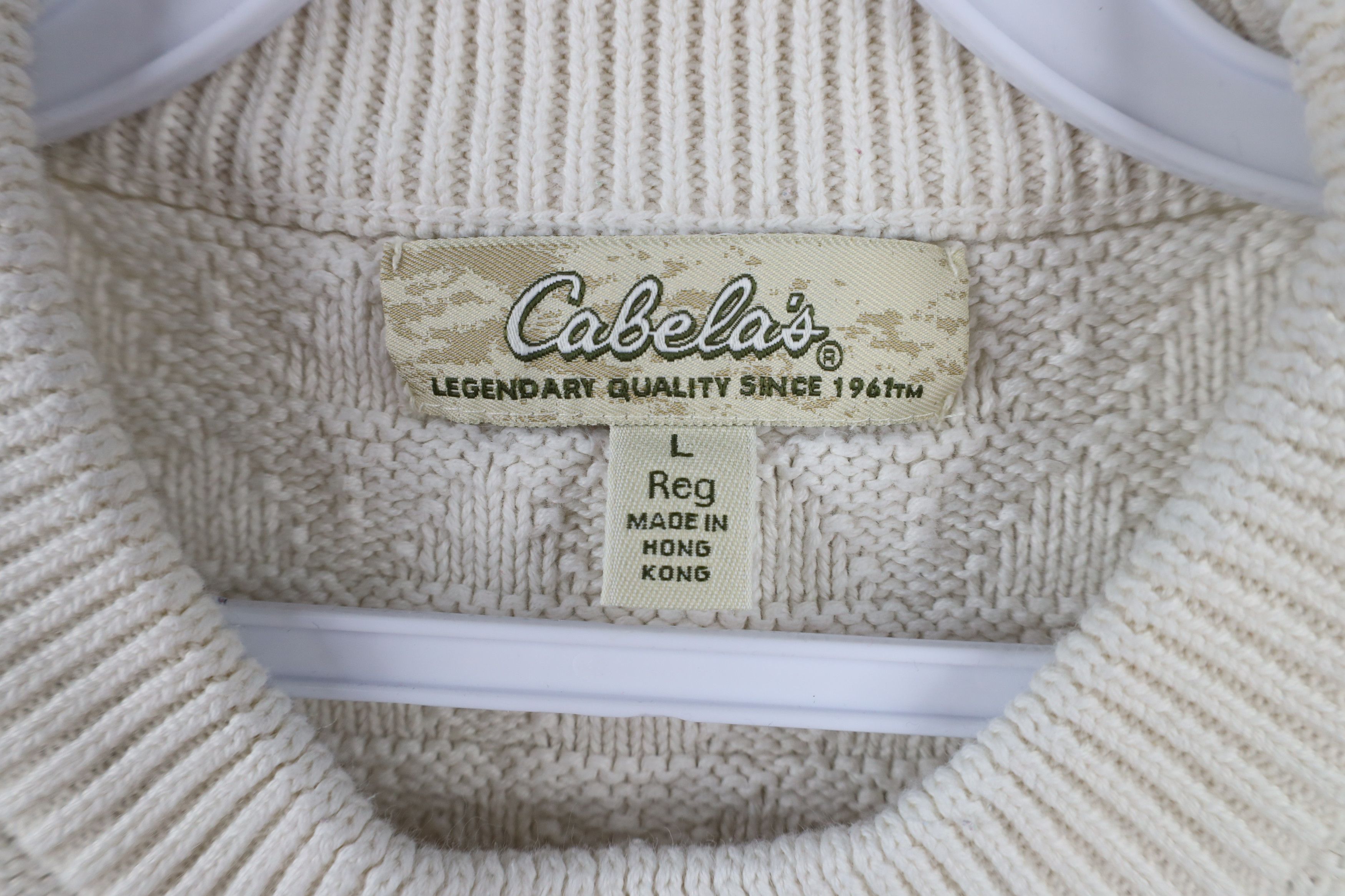 Cabelas × Vintage Vintage 90s Cabelas Horse Equestrian Knit Sweater Cream Size L / US 10 / IT 46 - 7 Thumbnail