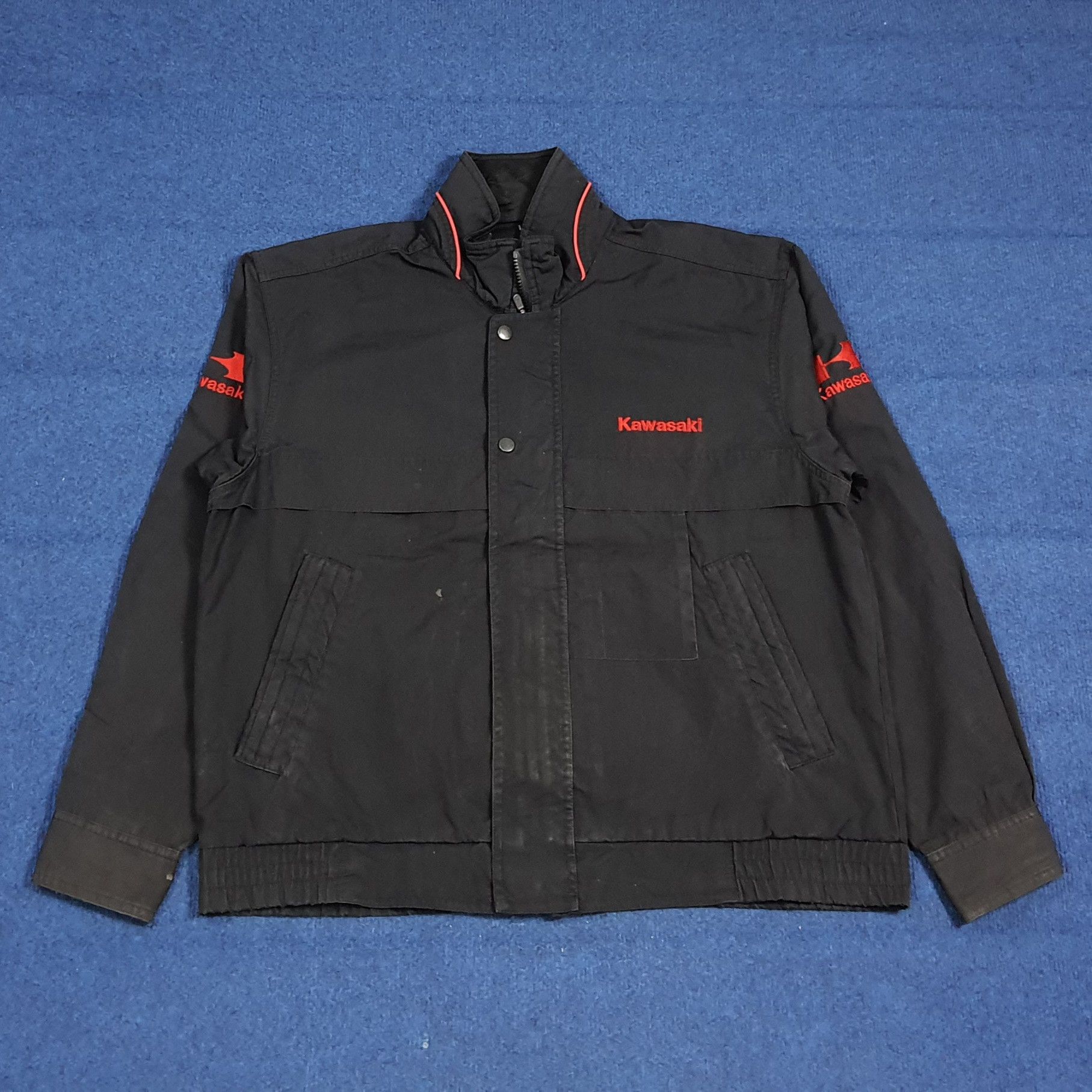 Japanese Brand Vintage KAWASAKI Japan Motorsports Custom Jacket C282N30 Size US L / EU 52-54 / 3 - 3 Thumbnail