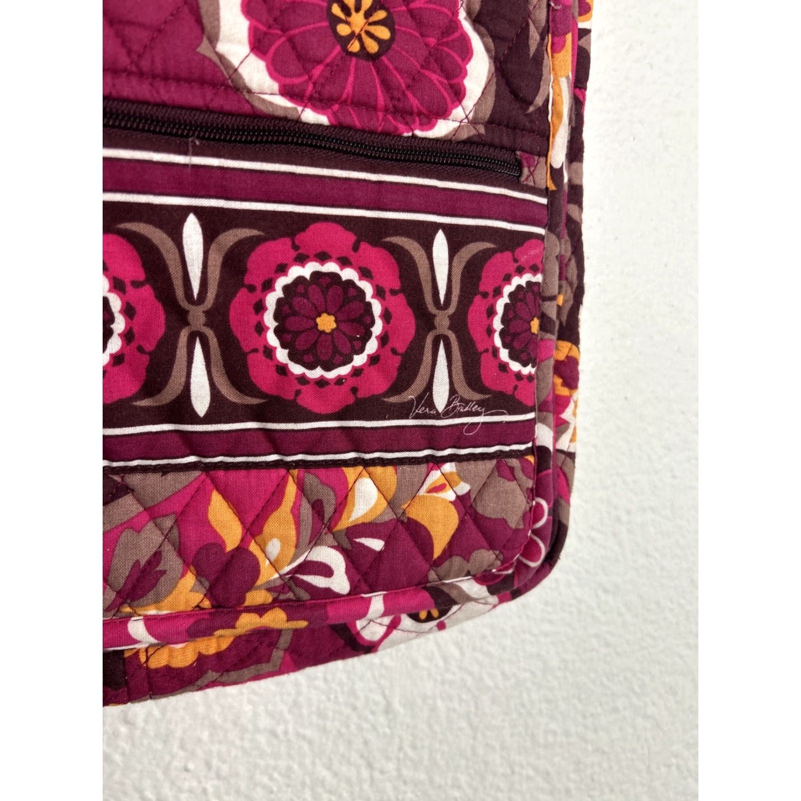 Vintage Vera Bradley Floral Crossbody Bag Magenta Adjustable Strap 11x11x1 Women Crossbody Magenta Floral Cotton 11x11x1 Size ONE SIZE - 4 Thumbnail