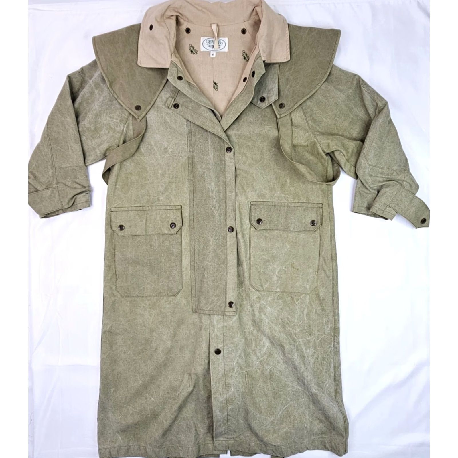 Vintage VTG Overland Outfitters Walkabout Adventure Duster Jacket Mens M Khaki Canvas Coat Size US M / EU 48-50 / 2 - 2 Thumbnail
