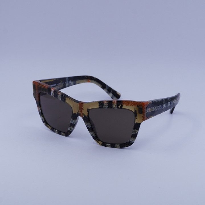 Burberry Burberry BE4449 4146/73 Sunglasses Check Sand Cat Eye Frame Size ONE SIZE - 1 Thumbnail