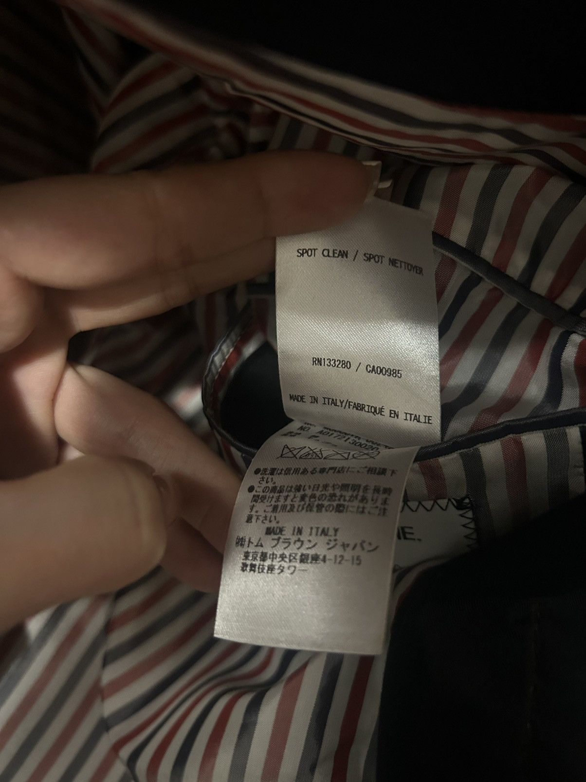 Thom Browne Thom Browne Navy Jacket – Signature Stripe Lining – Size 2 Size US M / EU 48-50 / 2 - 8 Thumbnail