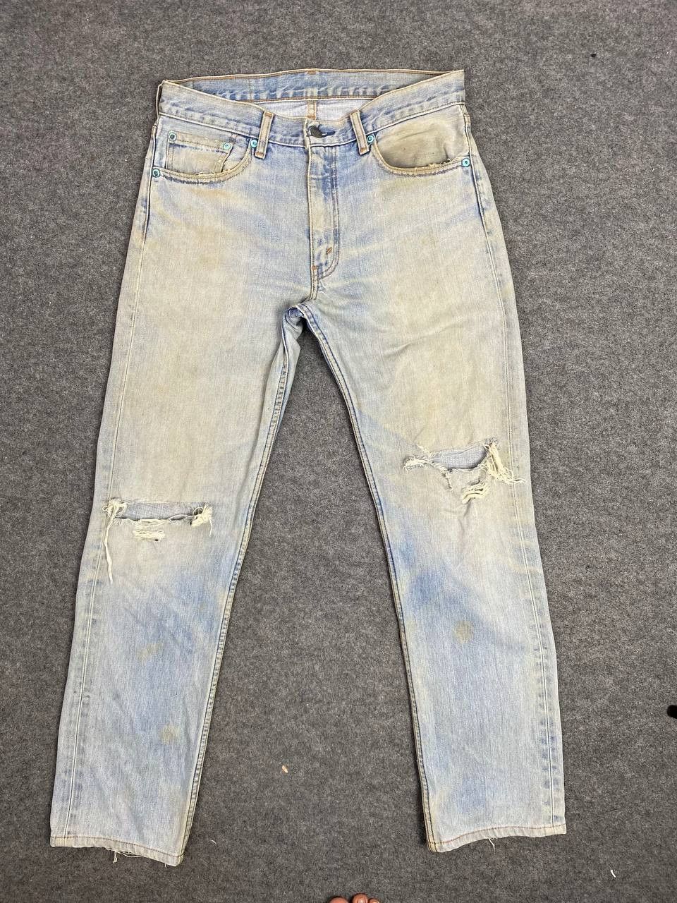 Levi's vintage levis 505 distressed denim nice design Size US 33 - 9 Thumbnail