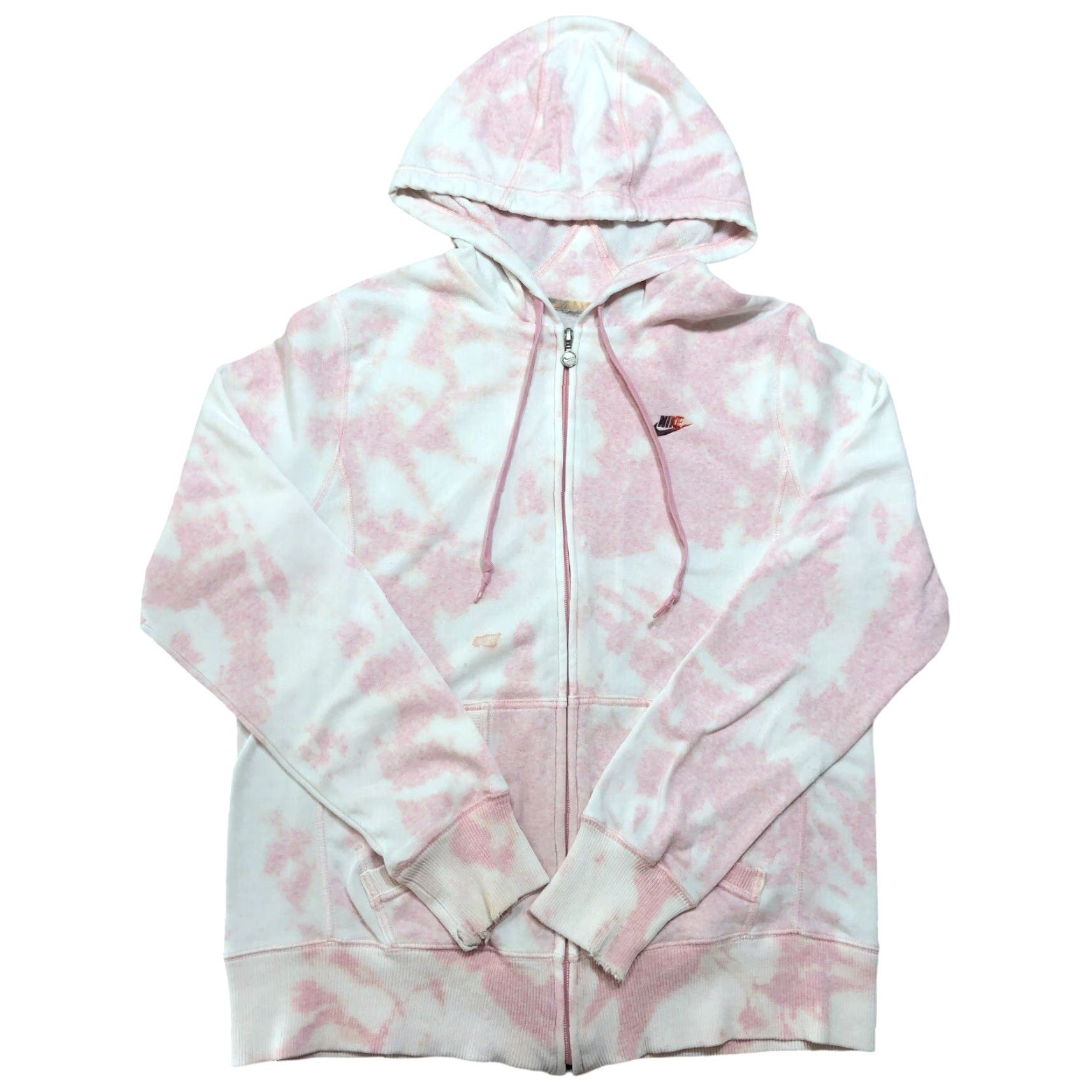 Nike VINTAGE Nike Hoodie Sweatshirt Womens Size L Pink Tie Dye Acid Wash Logo Sports Modern Fit Size L / US 10 / IT 46 - 2 Thumbnail