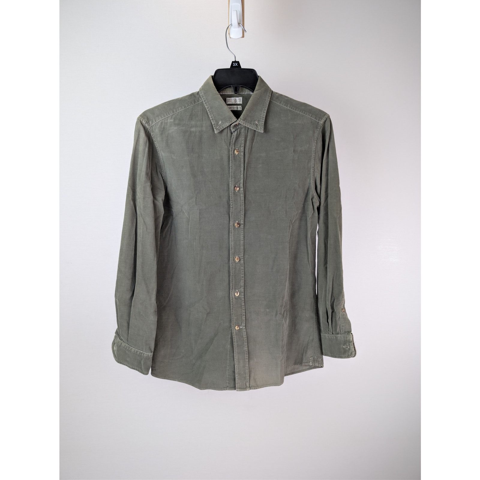 Brunello Cucinelli o1rshd1 CC20 Leisure Fit Button up Shirt in Olive Size US M / EU 48-50 / 2 - 1 Thumbnail