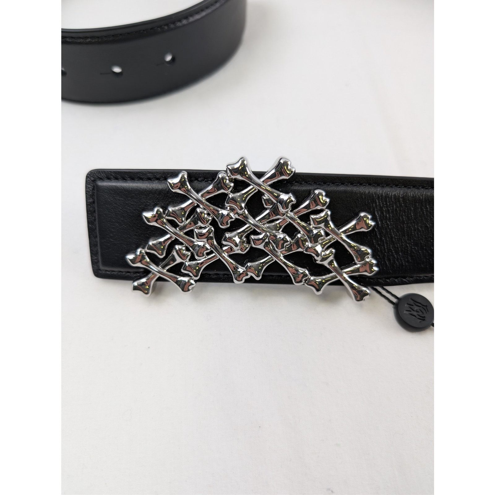 Amiri o1rshd1 Size: 90 / Bones Stacked Belt in Black Size 36 - 7 Thumbnail