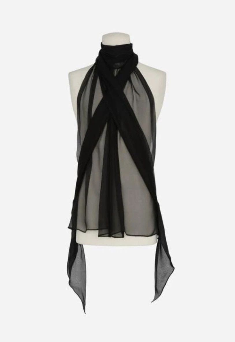 Saint Laurent Paris SS24 Saint Laurent Top Grand Lavalliere-neck Top Noir Size US XS / EU 42 / 0 - 1 Thumbnail