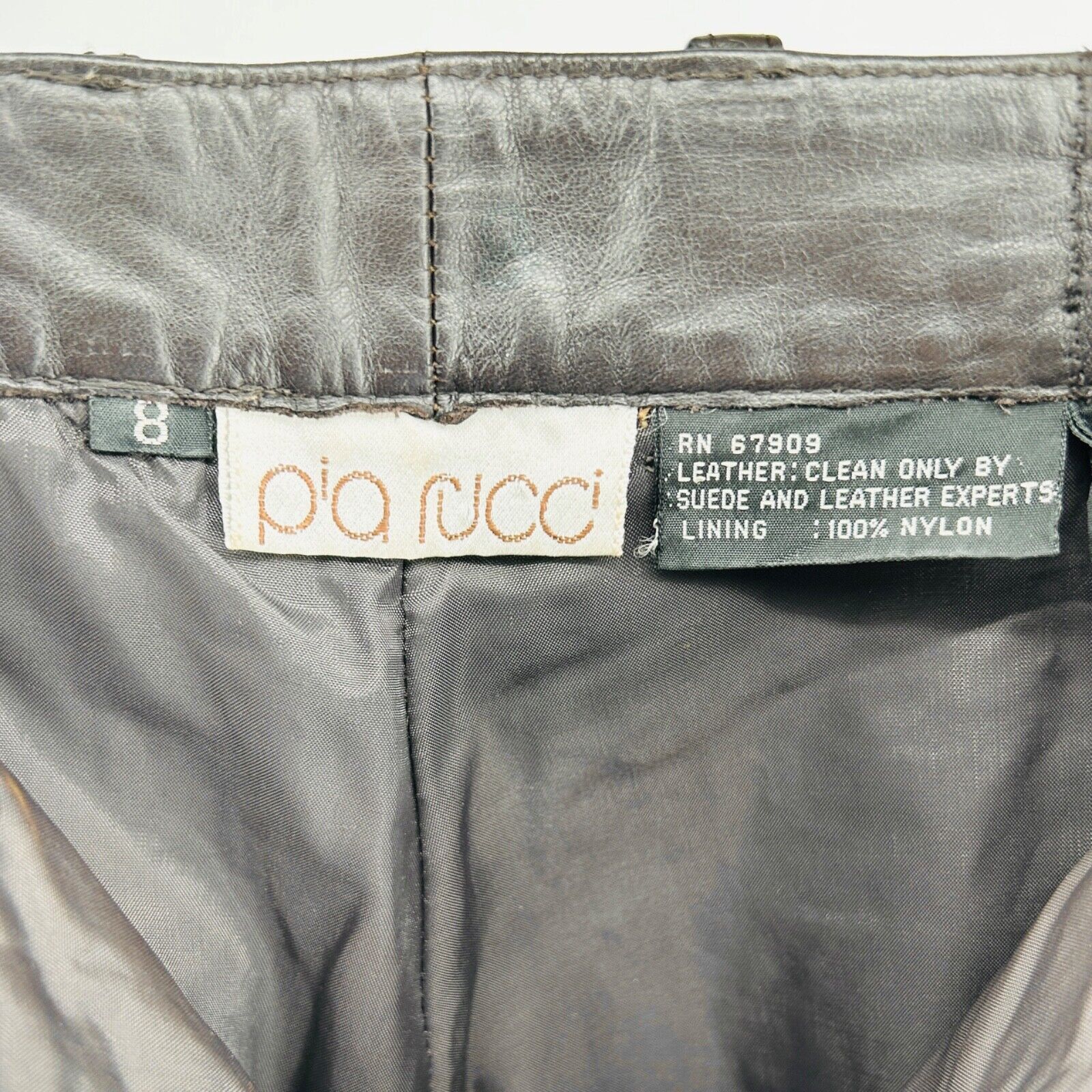Other 80s/90s Pia Rucci Dark Chocolate Brown 100% LEATHER Pants Size 30" / US 8 / IT 44 - 7 Thumbnail