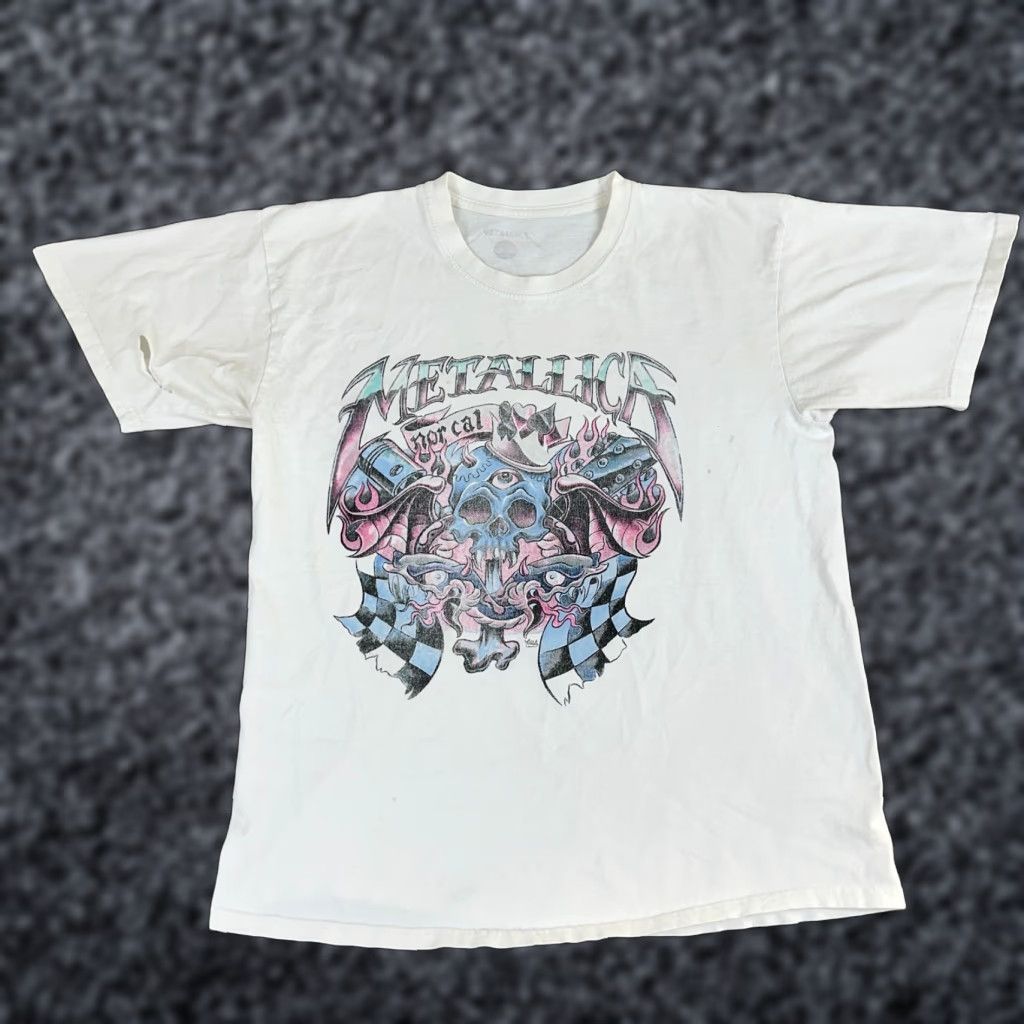 Vintage VINTAGE Metallica Shirt Mens Small/Medium White Nor Cal Skull California Metal Music Size US M / EU 48-50 / 2 - 1 Thumbnail