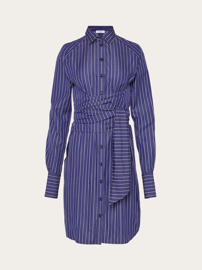 Salvatore Ferragamo o1y0326 Midi Dress in Navy/White Size XS / US 0-2 / IT 36-38 - 1 Thumbnail