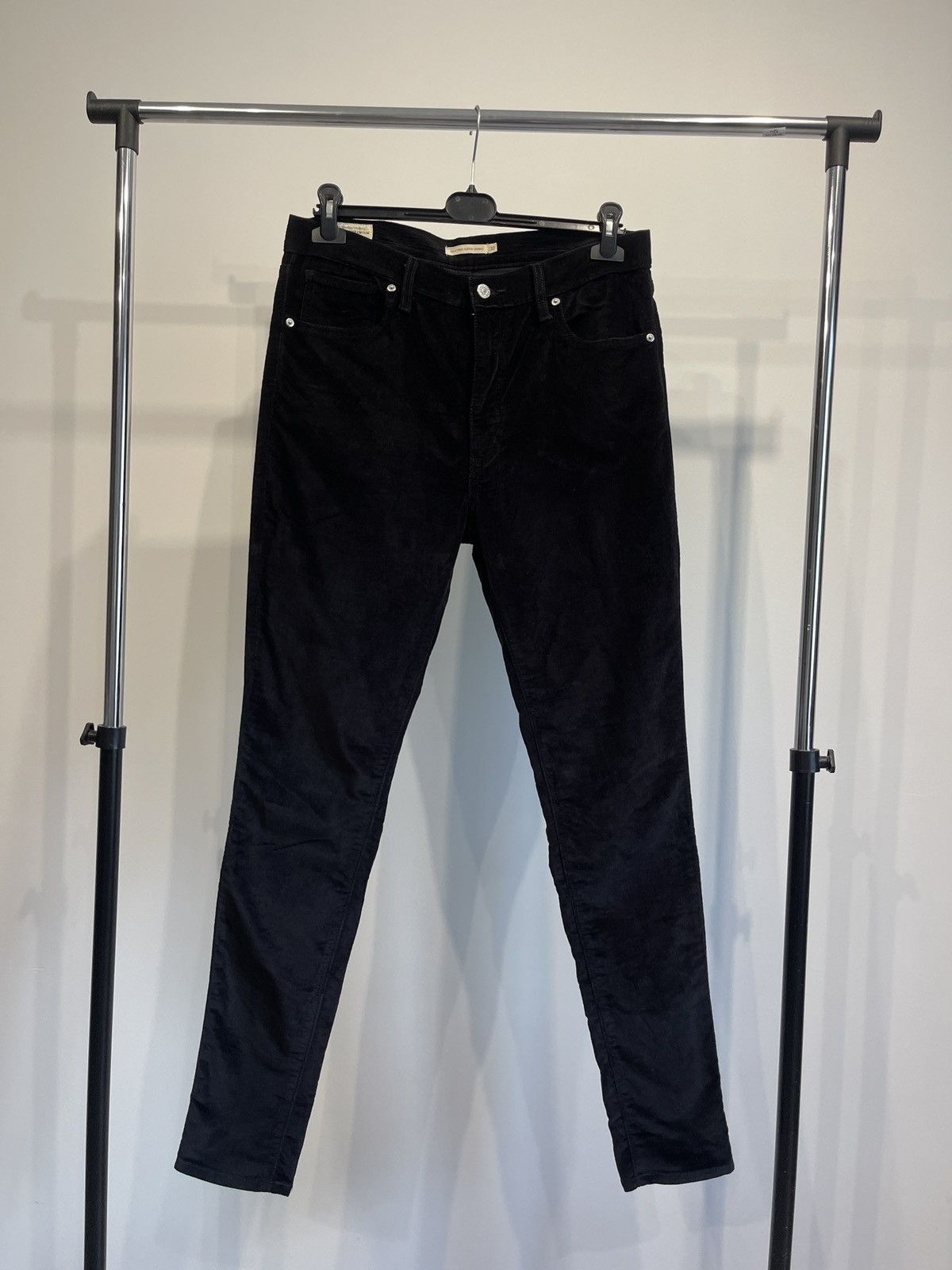Levi's × Vintage Levi's Premium Mile High Super Skinny Black Velor Pants 32 Size 32" / US 10 / IT 46 - 1 Thumbnail