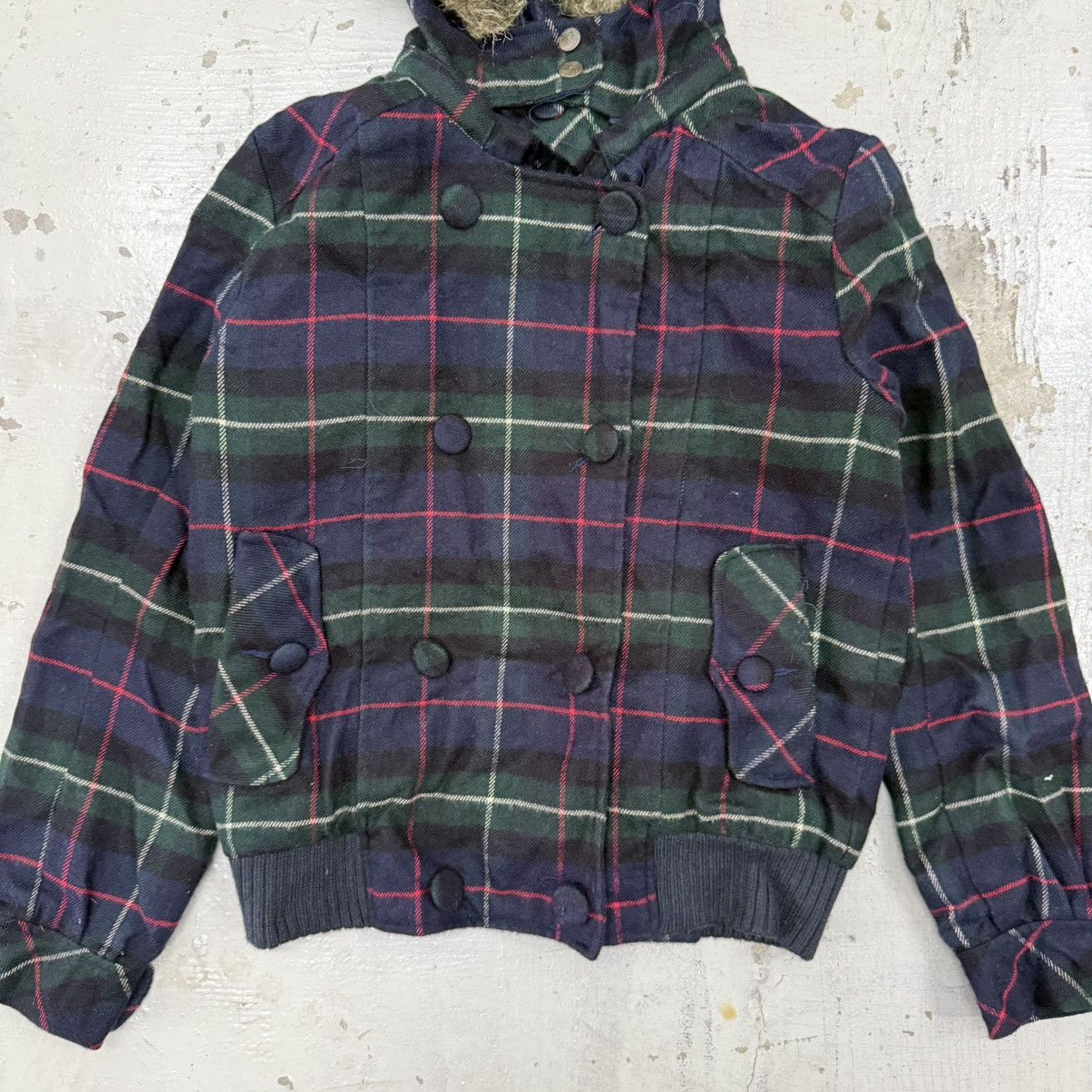 Beauty Beast Japanese Plaid Jacket Fur Hoodie Double Breasted Jacket Size US M / EU 48-50 / 2 - 2 Thumbnail