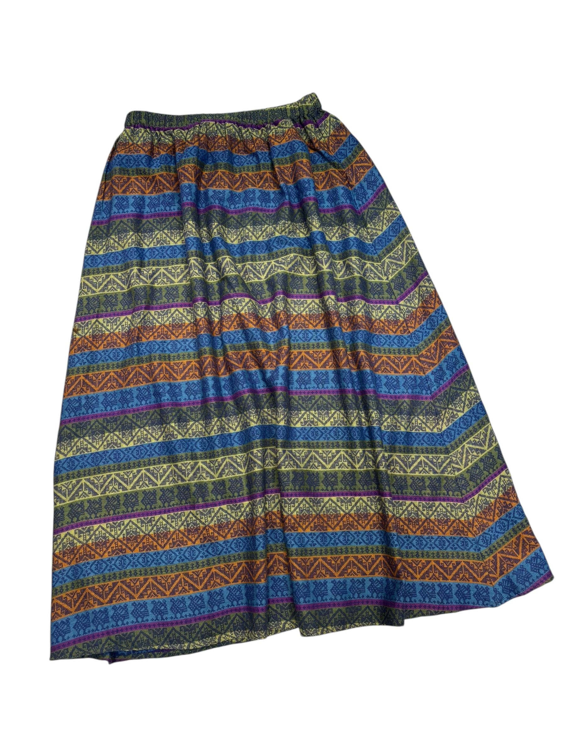 Kapital 🔥BOHO TRIBAL HIPPIE MIDI SKIRT ELASTIC WAIST Size 26" / US 2 / IT 38 - 5 Thumbnail