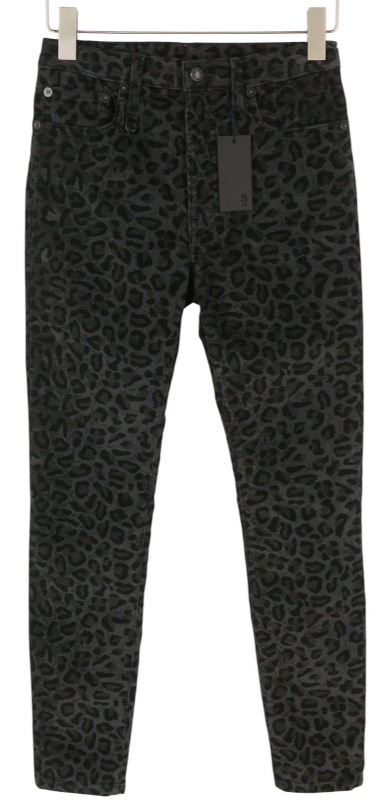 R13 HIGH RISE SKINNY 27 Leopard Corduroy Grey Trousers 85836 Size 27" / US 4 / IT 40 - 2 Thumbnail