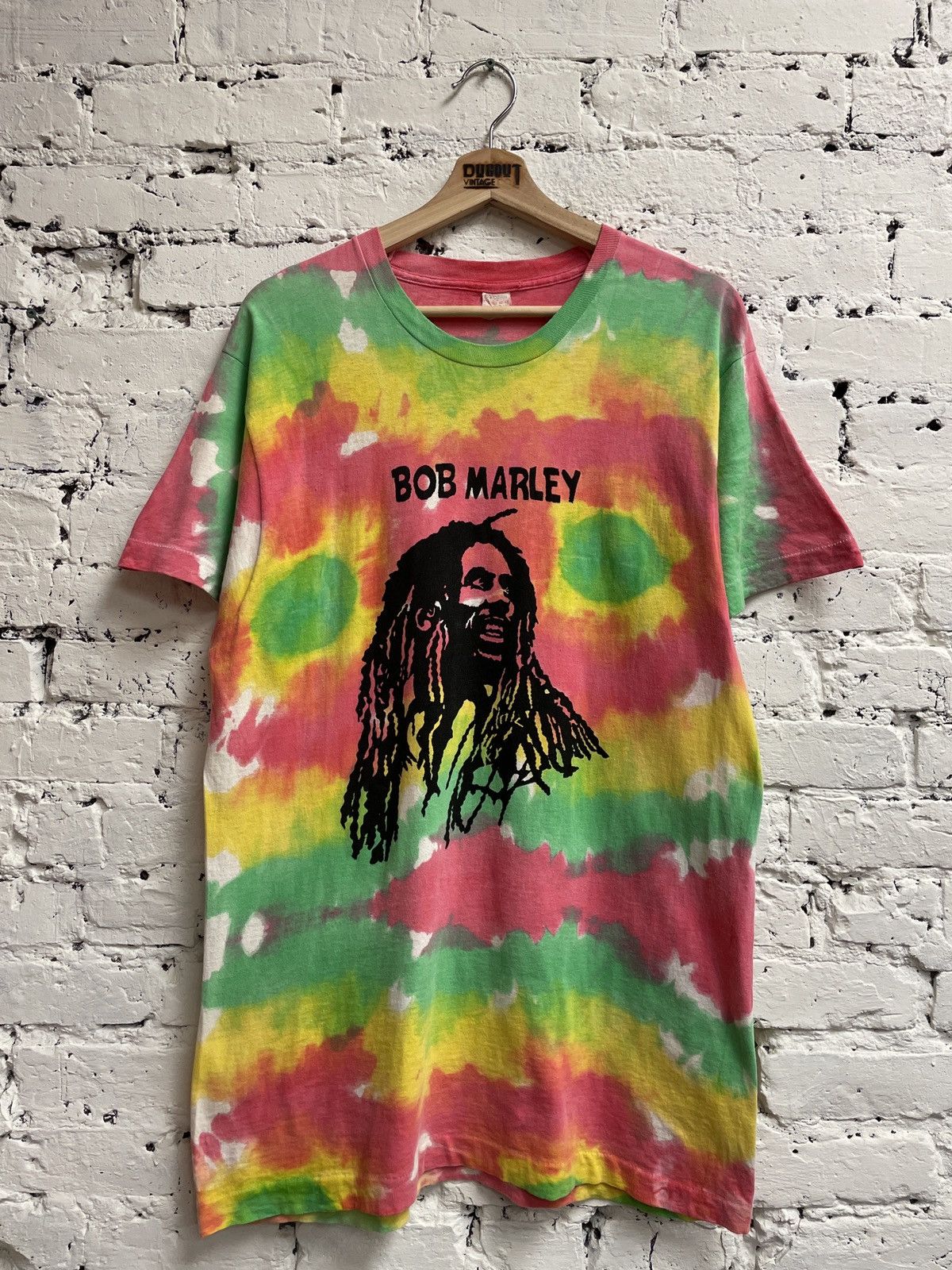 image of Vintage Bob Marley Tye Dye T-Shirt in Black, Men's (Size XL)