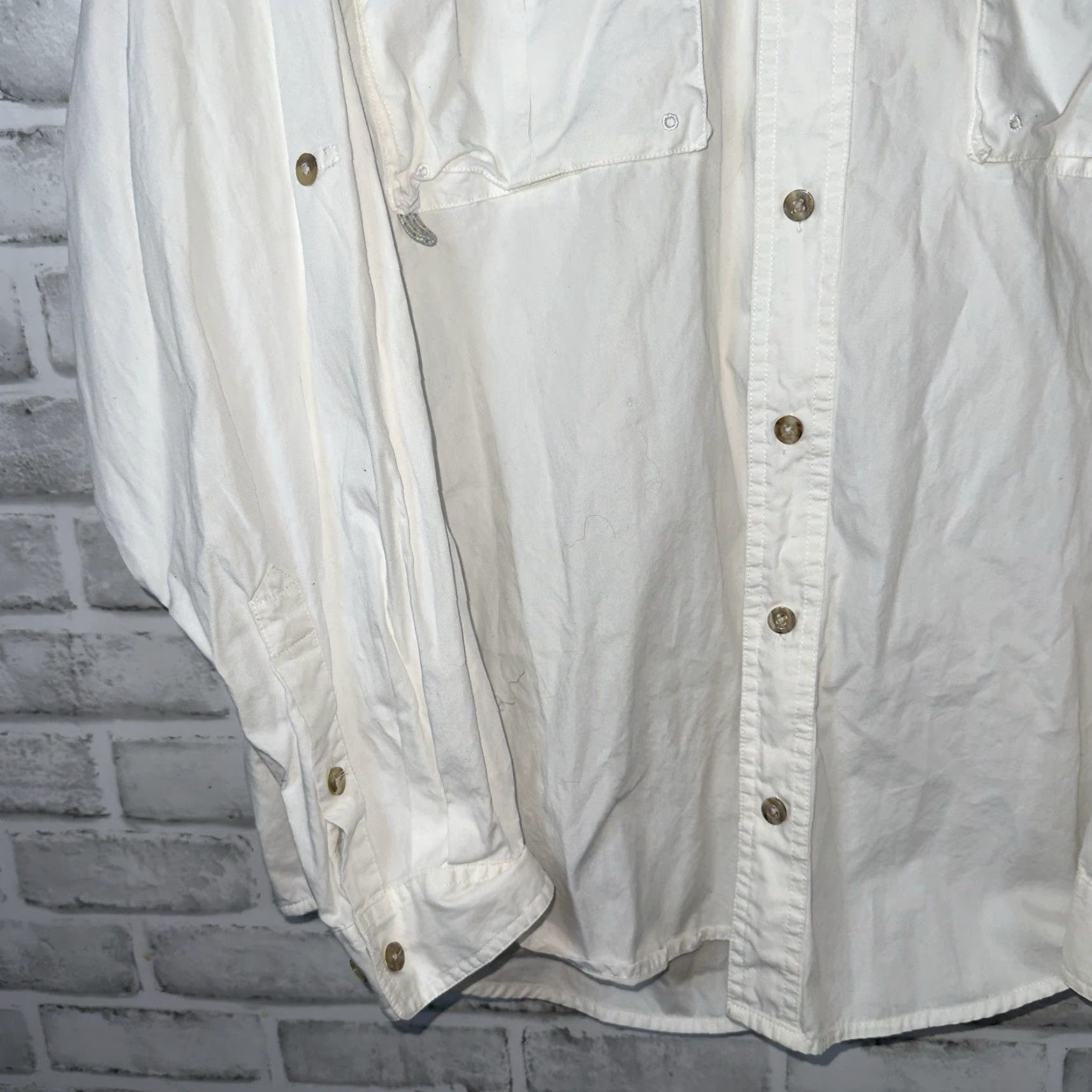 CO VINTAGE American Fishing Tackle Co VTG Vented Button-Down Fishing Shirt Mens XL White Fish Theme AFTCO Button-Up Long Sleeve Regular Fit Size US XL / EU 56 / 4 - 3 Thumbnail