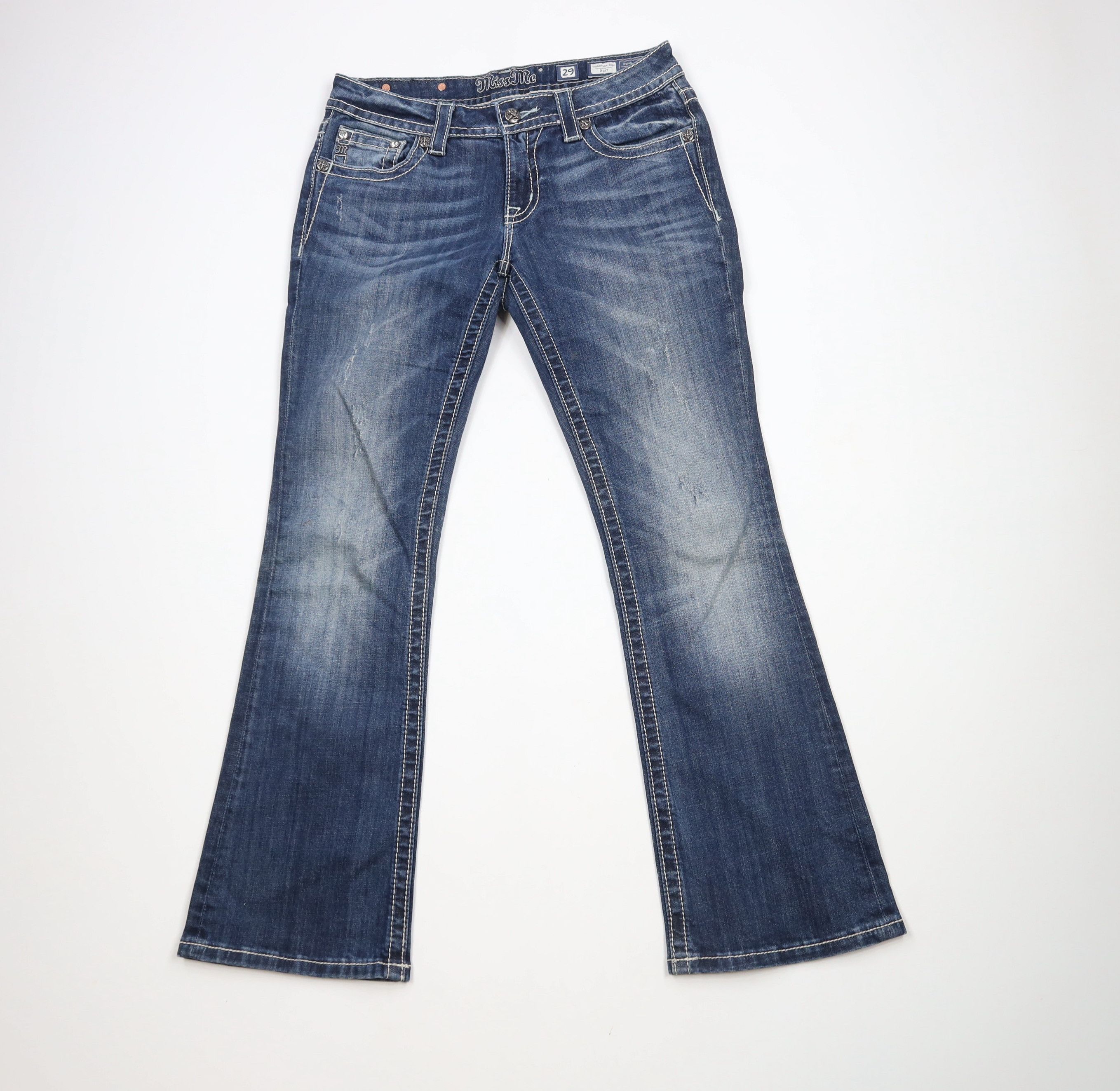 Miss Me × Vintage Miss Me Jeweled Wings Signature Rise Bootcut Denim Jeans Size 29" - 1 Thumbnail