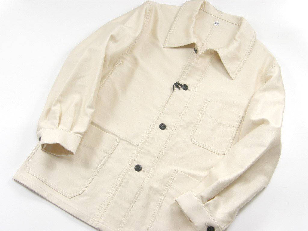 Japanese Brand Ets Matériaux French Moleskin Ivory Chore coat work jacket Size US L / EU 52-54 / 3 - 3 Thumbnail