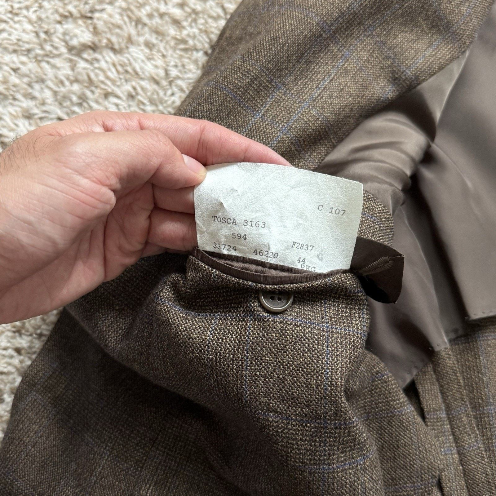 Ermenegildo Zegna × Vintage Ermenegildo Zegna Brown Plaid Suit Jacket 3 Button Wool 44R Size 44R - 7 Thumbnail