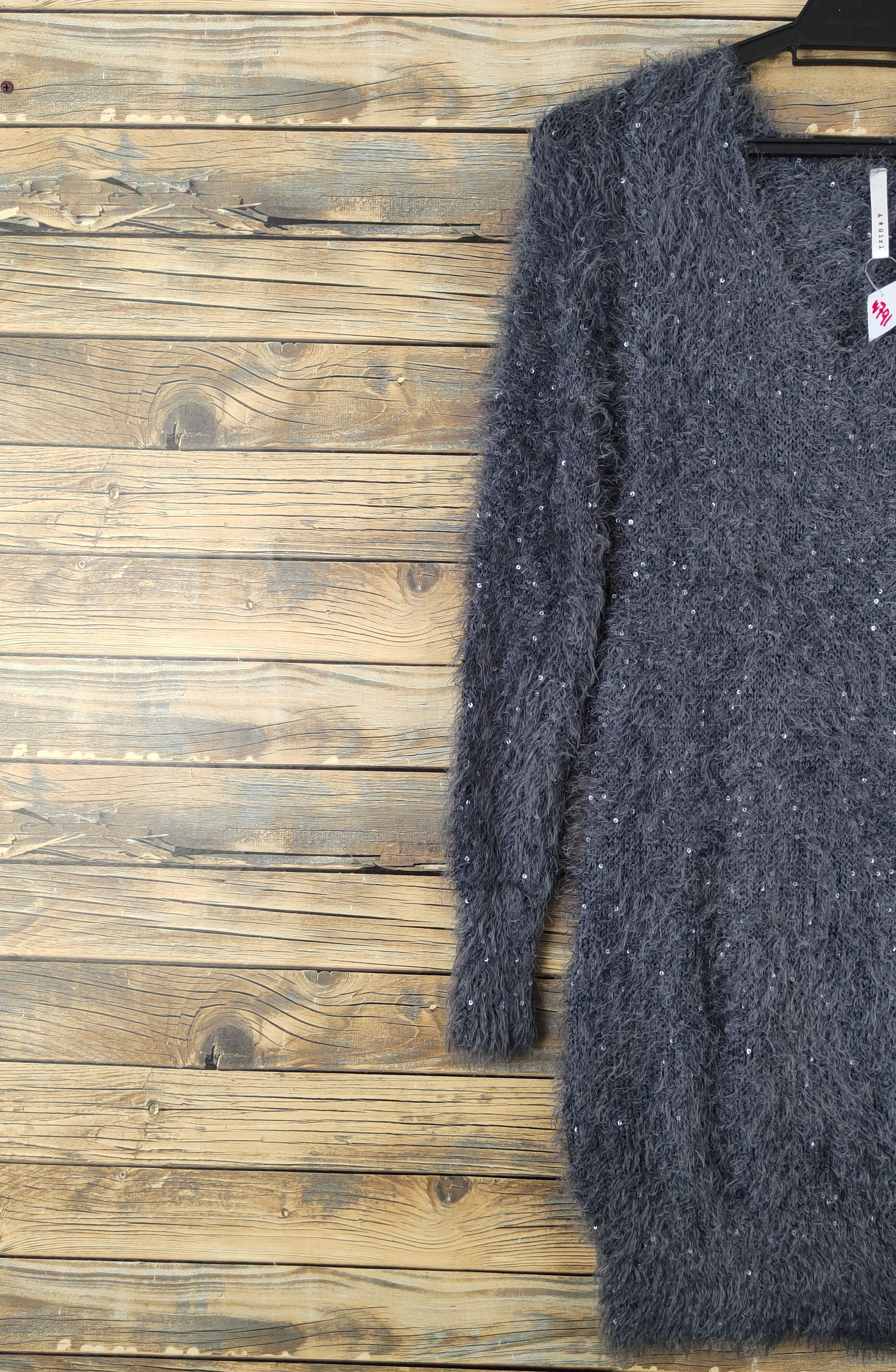 Japanese Brand A Girl Dark Gray Shag Shaggy Fur Mohair Knitwear #W971 Size M / US 6-8 / IT 42-44 - 3 Thumbnail