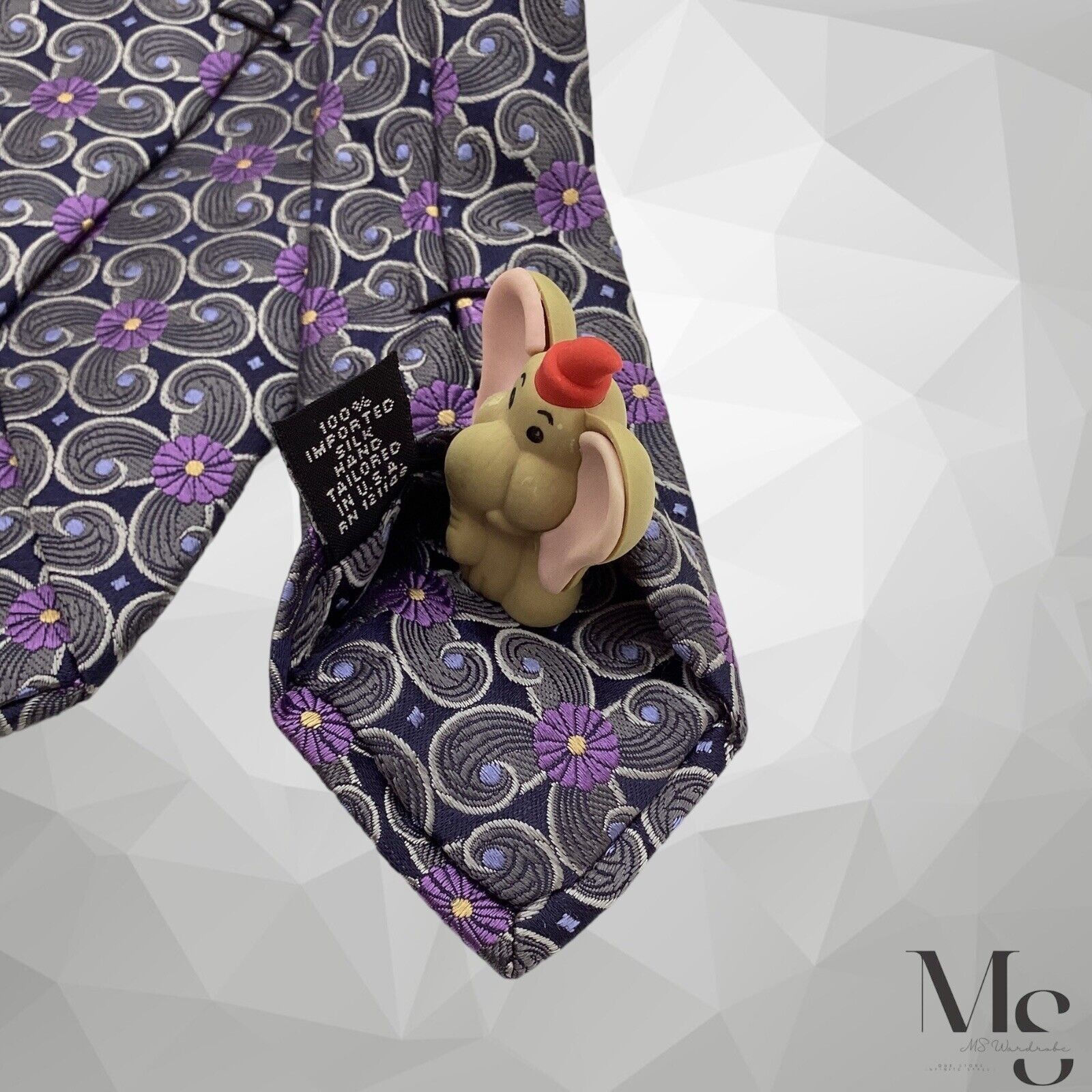 Ike Behar IKE BEHAR Gray Floral Luxury Silk Tie Hand Tailored In USA W Size ONE SIZE - 6 Thumbnail